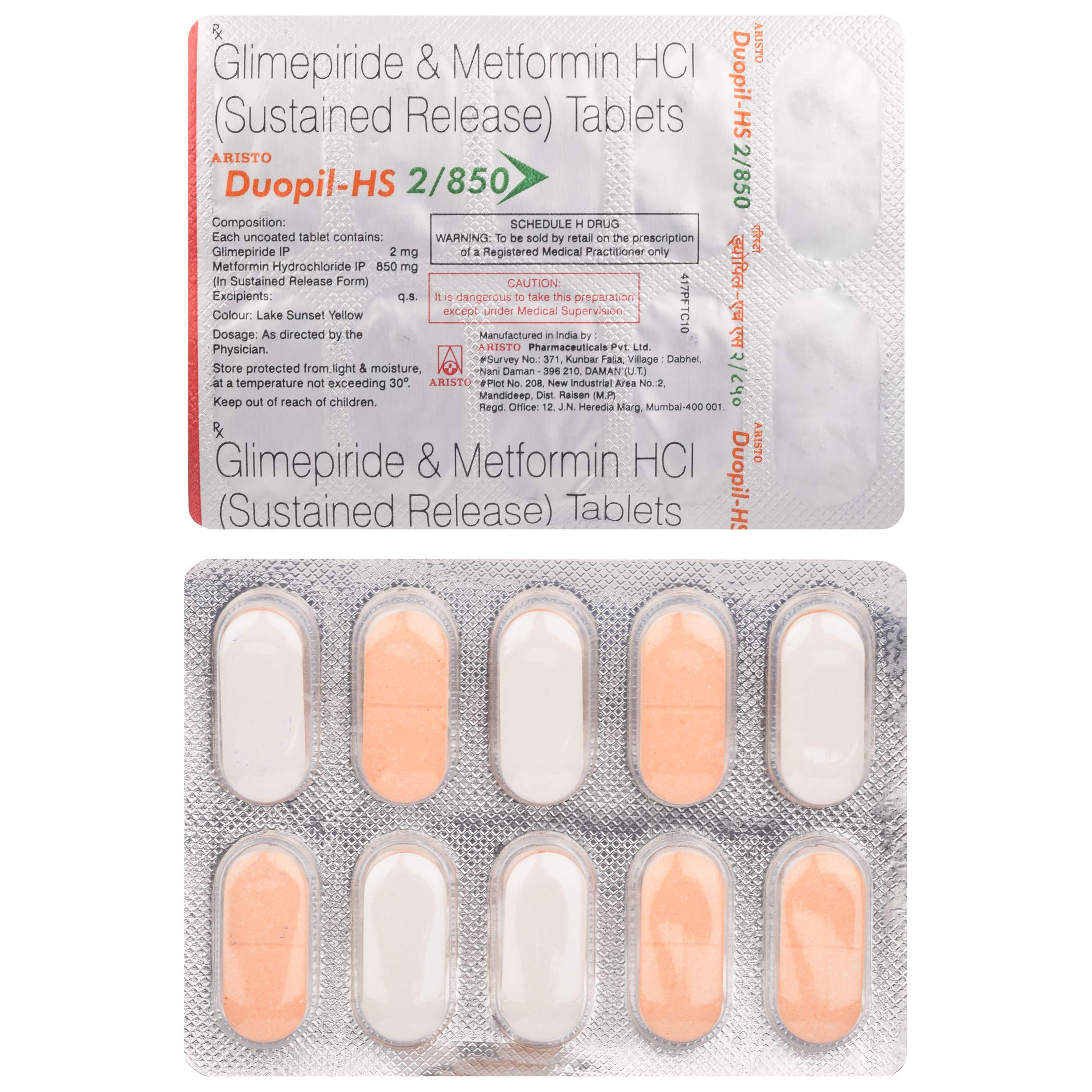 Duopil-HS 2/850 - Strip of 10 Tablets