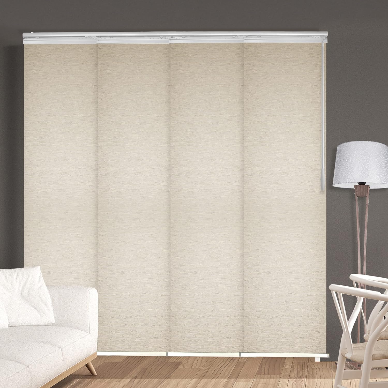 A&F Rod Décor - Creamy Villa 4-Panel Single Rail Panel Track Extendable 48"-88" W x 94" H, Panel Width 23.5"