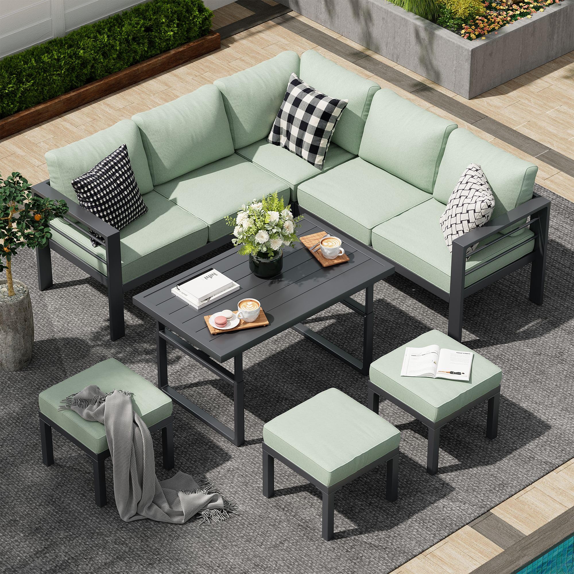 Amazon.com: AECOJOY Aluminum Patio Furniture Set, Modern Metal