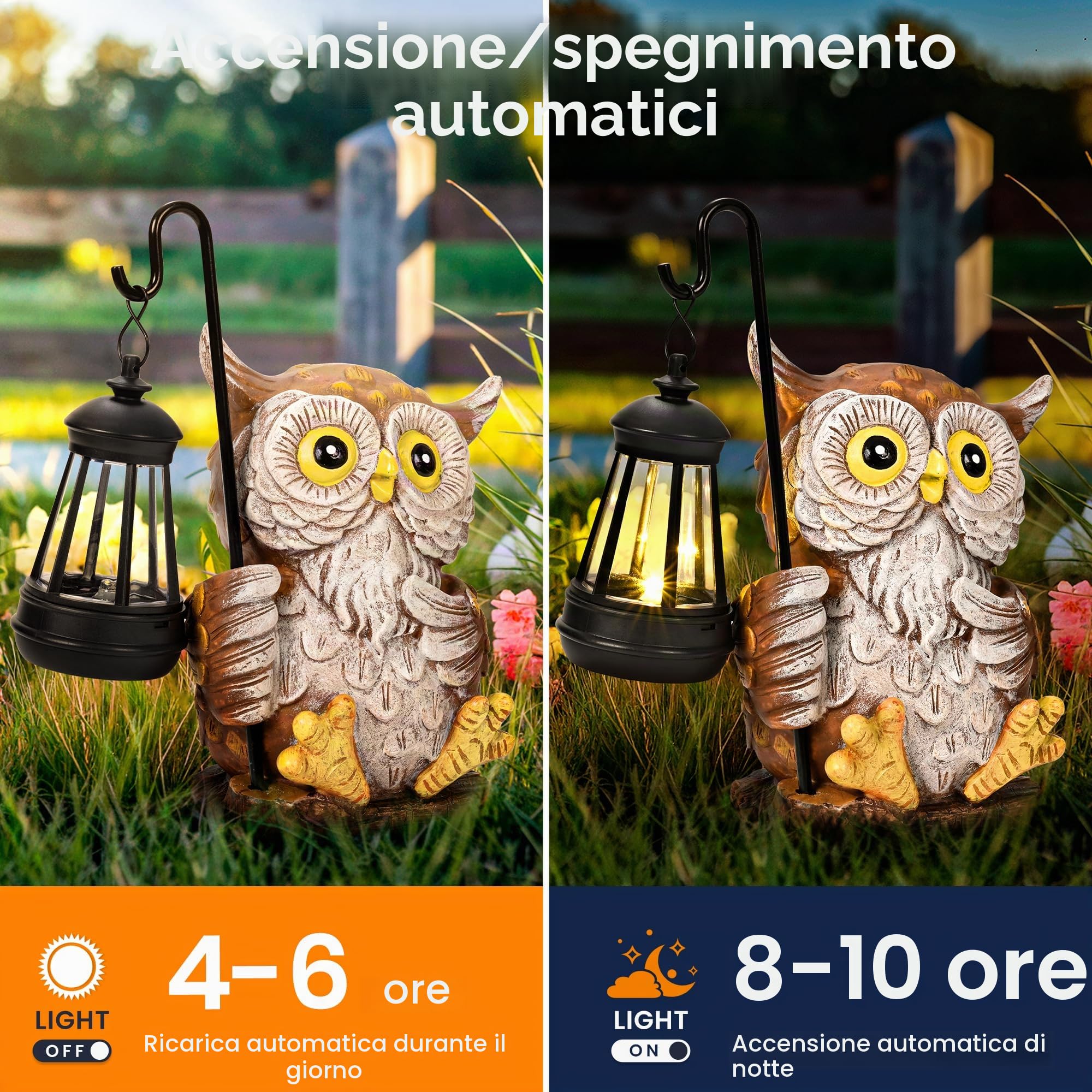 GIGALUMI Statue solari da giardino a forma di gufo luci per esterni, cortile, decorazione da giardino Regali unici per la mamma, regali di compleanno per le donne, decorazione per patio