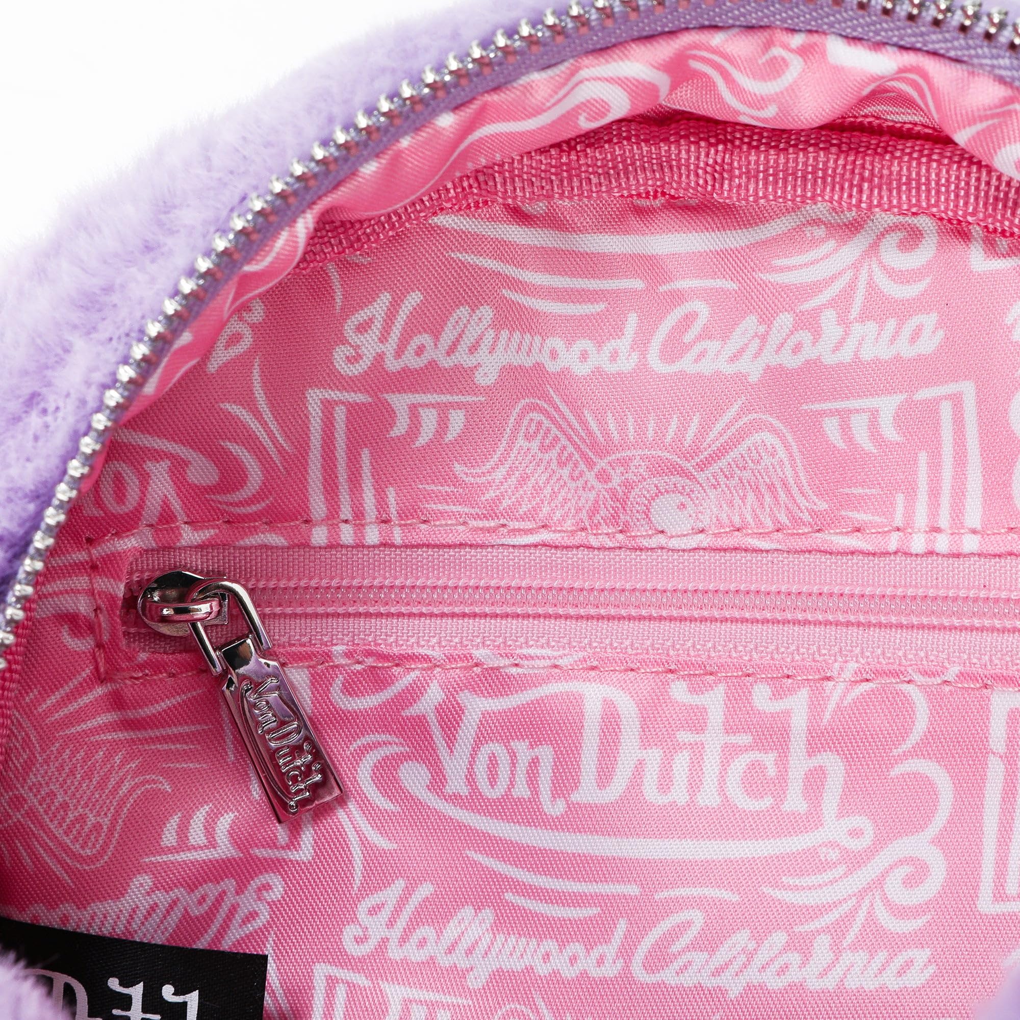 Von Dutch Womens Furry Bowling Bag Purse - Stylish Women's Handbag with Adjustable Strap, Spacious Interior, and Iconic Logo Design (Bubblegum Furry)