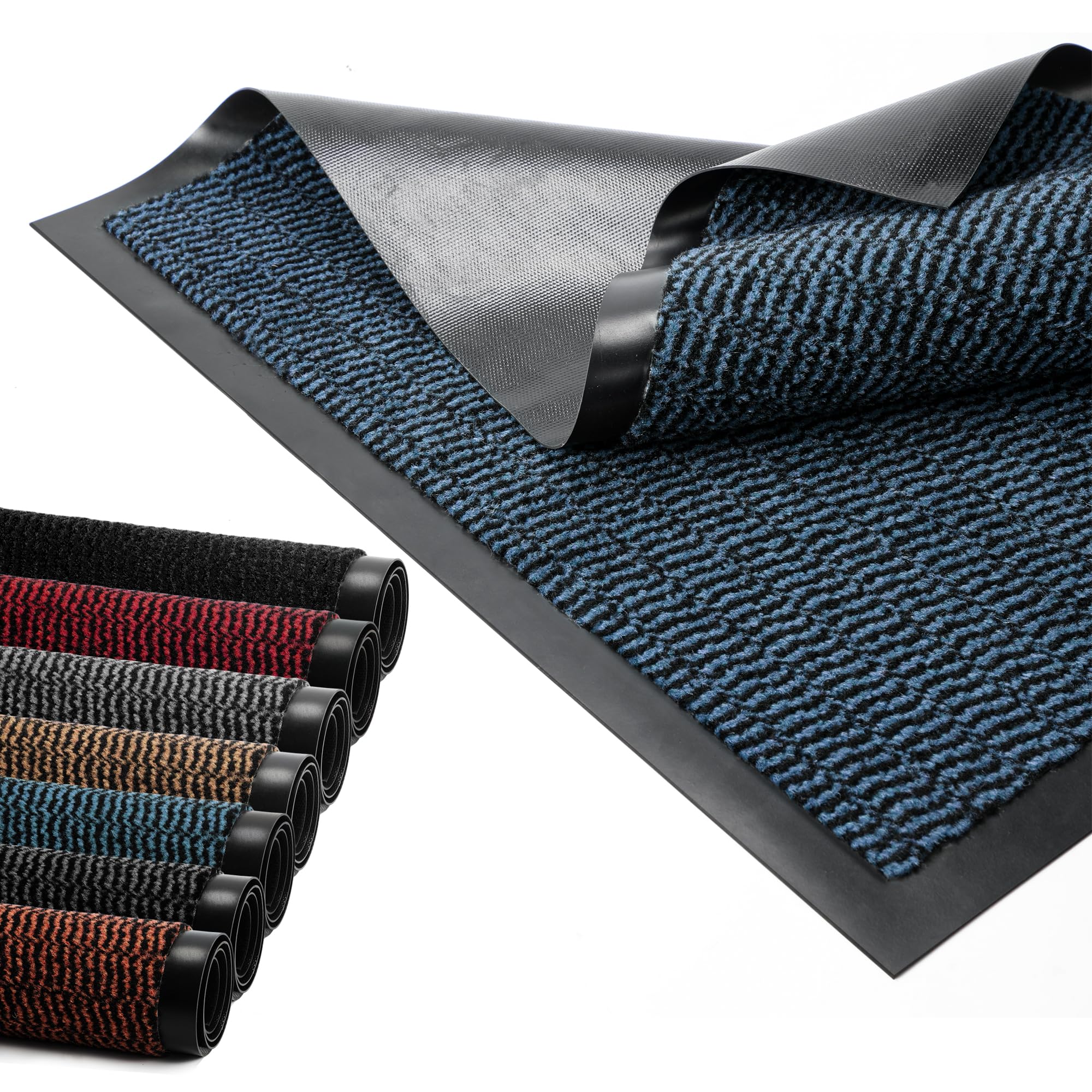 BLADO Door Mat Barrier Mat Non Slip Rubber Mats Washable Light Weight Heavy Duty | Floor Mats Kitchen Rugs Dirt Trapper Doormat Entrance Rug Shoes Scraper Super Absorbent Carpet (90cm x 120cm, Blue) โ image 1