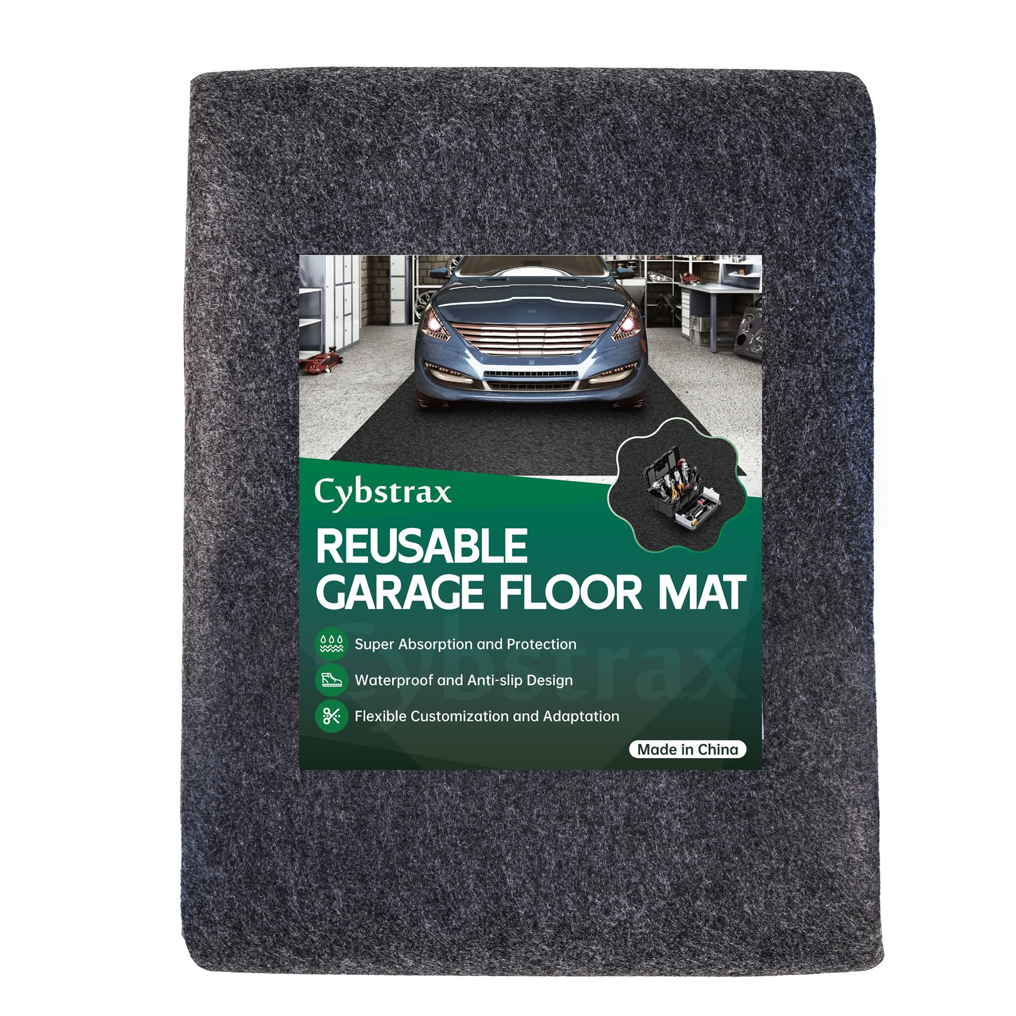 oil spill mat - 72" x 60" absorbent oil garage floor mat for under car - protect driveway from drips, spills, stains, reusable & durable garage floor protection mat with waterproof backing