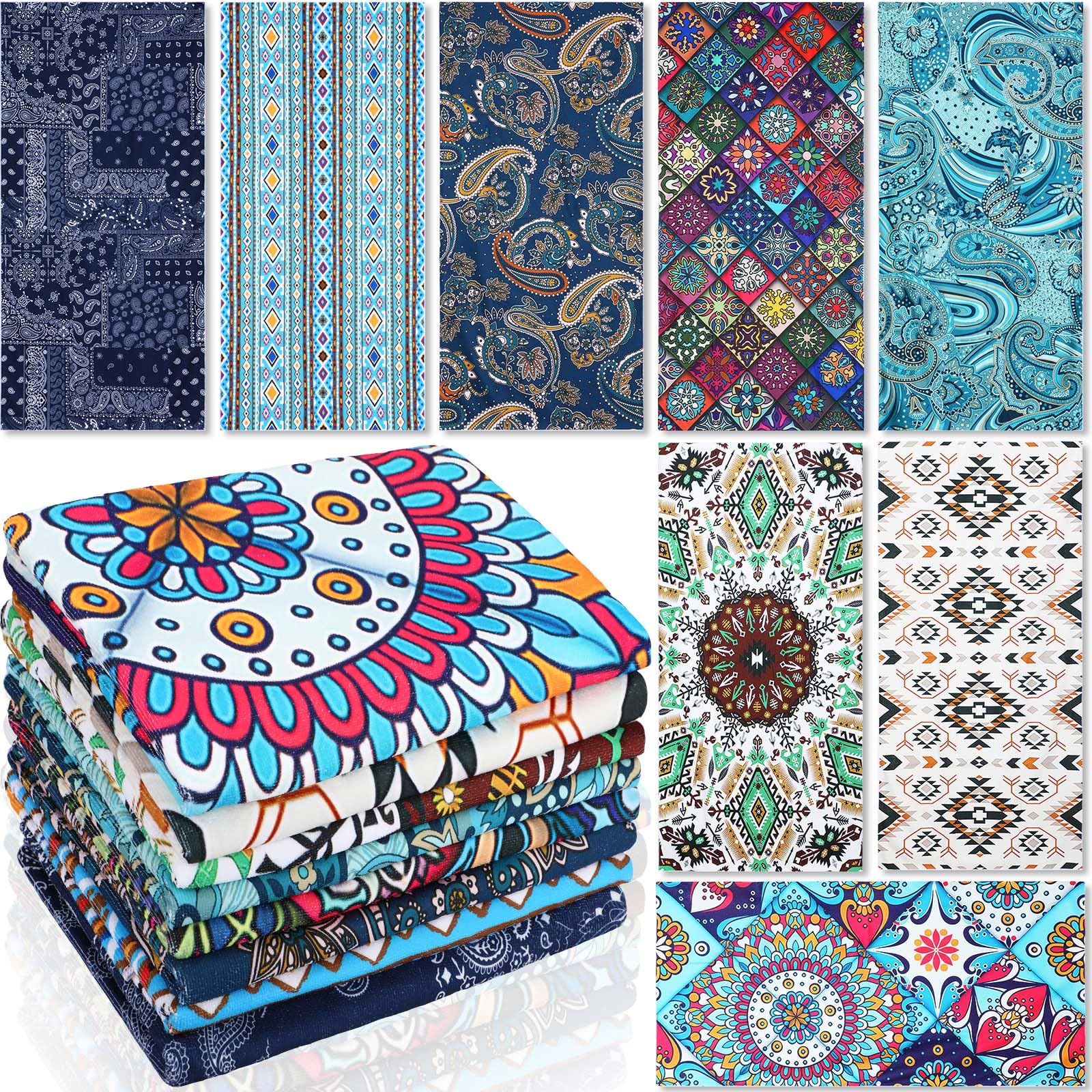 Mixweer Confezione da 8 teli mare in microfibra, 152 x 68 cm, senza sabbia, grandi asciugamani da viaggio in microfibra, per piscina, nuoto, bagno, telo mare, coperta per adulti e accessori per le