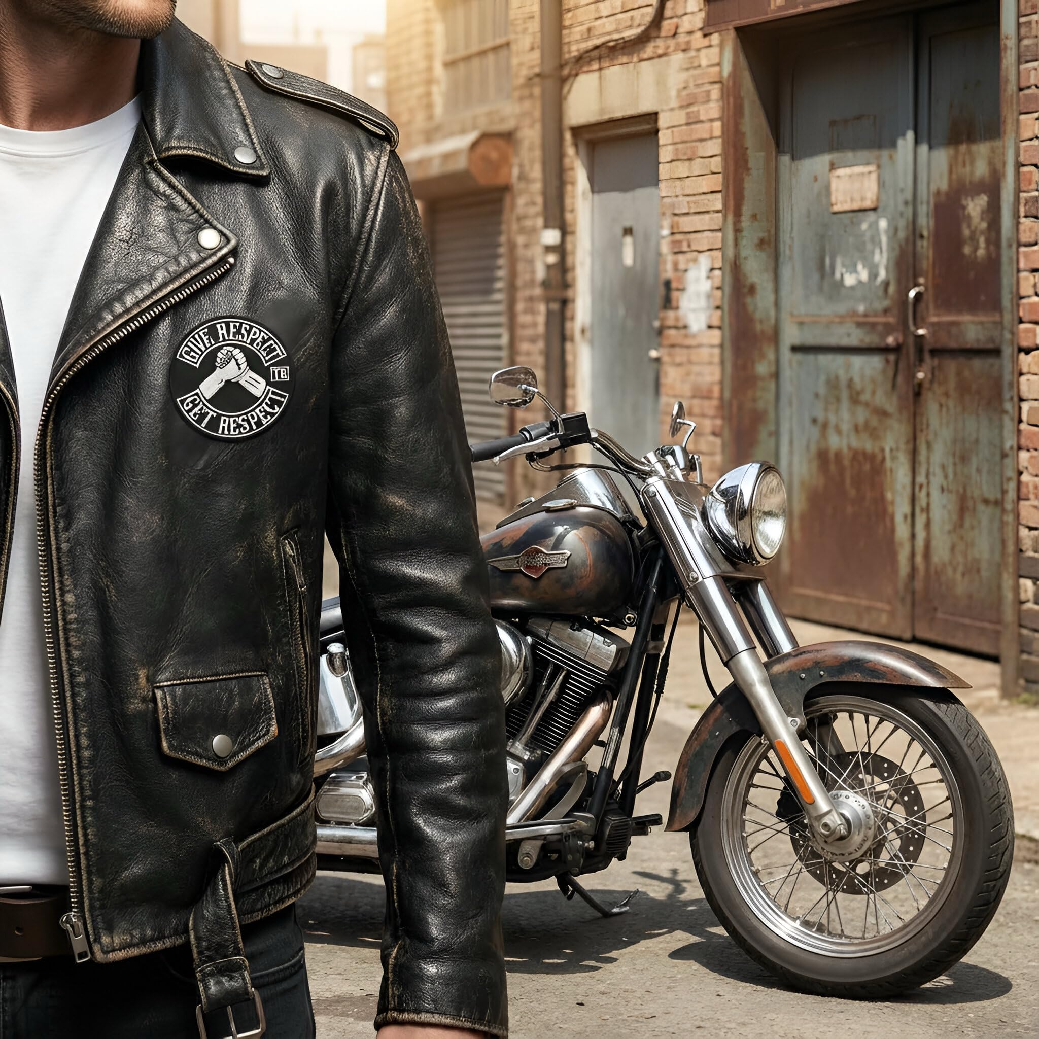 Naszywki dla motocyklistów do kamizelki Give Respect to Get Respect Biker Patches Iron on | Akcesoria motocyklowe, naszywki do przyszycia | Aplikacja z haftowanej tkaniny | 8,5 x 8,54 cala