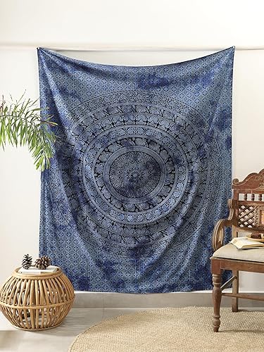 Miniatura 3 de Popular Handicrafts Tapiz de elefante psicodélico con diseño de mandala hippie y teñido anudado para colgar en la pared, meditación india, gitana,