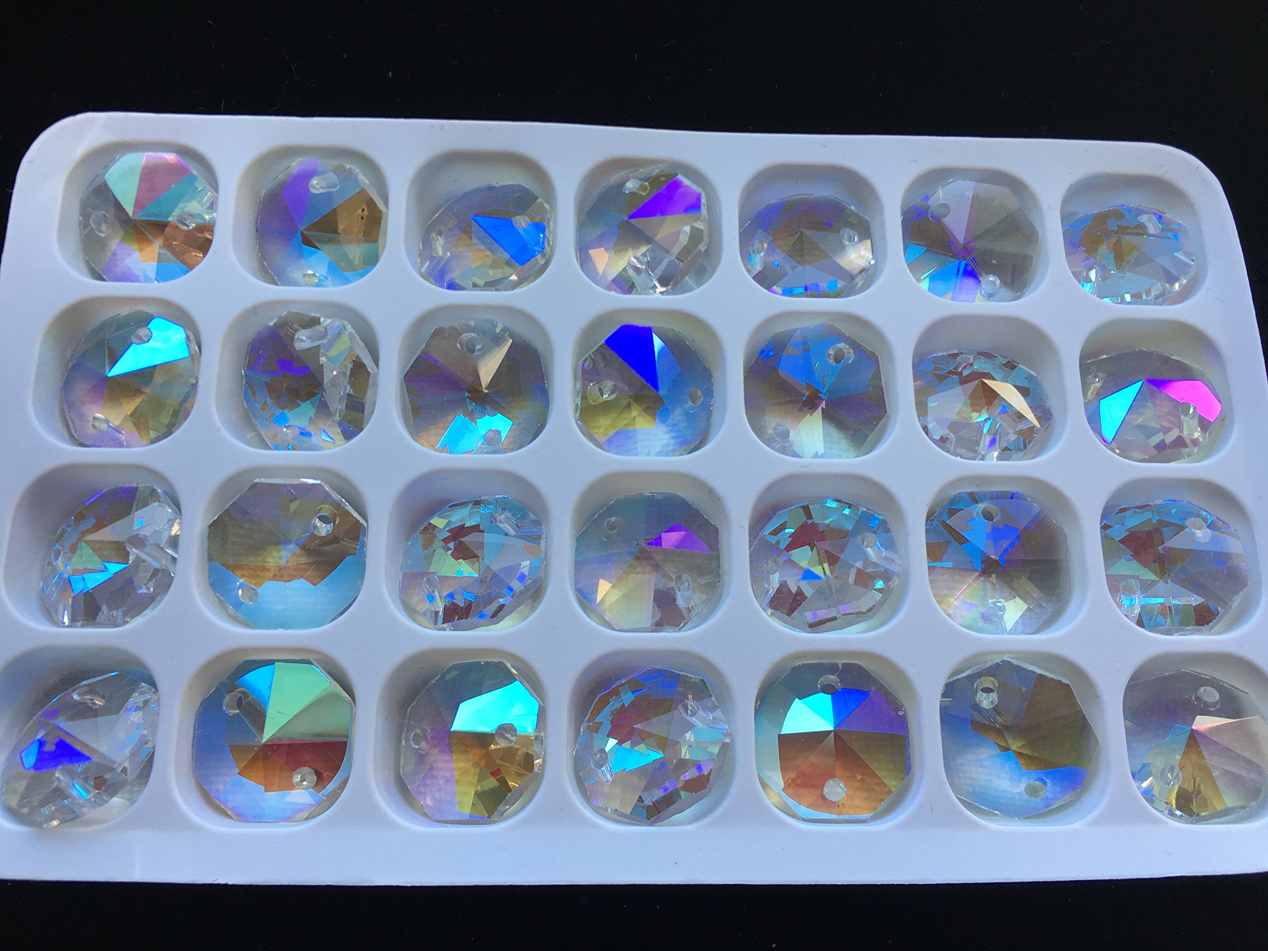 Amazon.co.jp: Almmy.6 オクタゴン オーロラクリア 14mm 2つ穴 100個