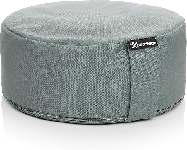 BODYMATE Meditation Cushion/Yoga Pillow D31cm H13cm  Removable washable 100% Cotton Cover - Inner cotton bag filled with buckwheat husks