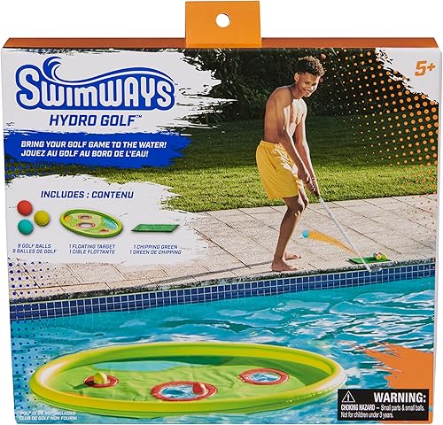 Miniatura 7 de SwimWays Hydro Golf, juguetes de piscina para niños y adultos, juego de piscina flotante con pelotas de golf y verde astillado, juguetes al aire
