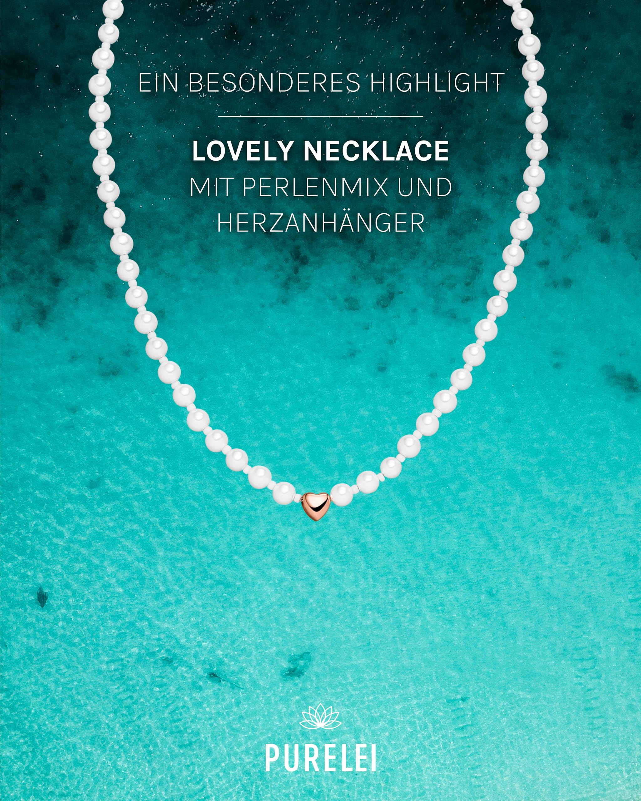 Purelei Lovely - Collana da donna in acciaio inossidabile resistente - Collana impermeabile con ciondolo - Lunghezza regolabile 40-45 cm - Collana per il vostro look personalizzato