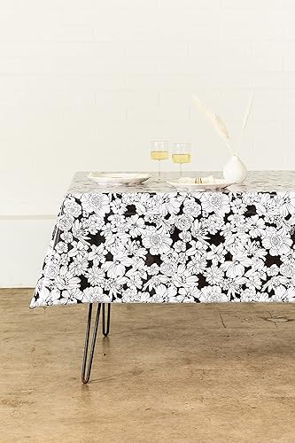 Miniatura 3 de First Choice Vinyls Wildflowers - Mantel de hule para patios, pícnic y mesas de cocina, color negro, vinilo de plástico, mantel de plástico (54.7 x