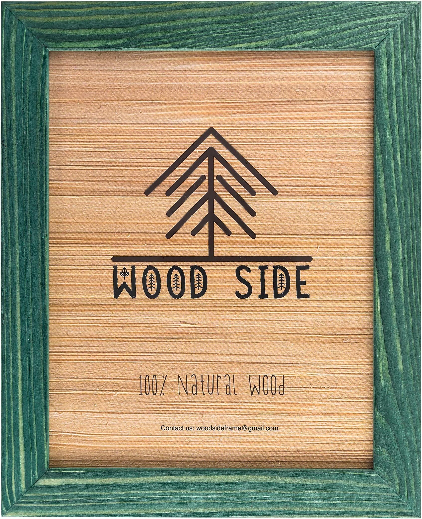 Rustic Wooden Picture Frame 8x12-100% Natural Solid Eco Distressed Wood for Wall Mounting Photo Frame - Green