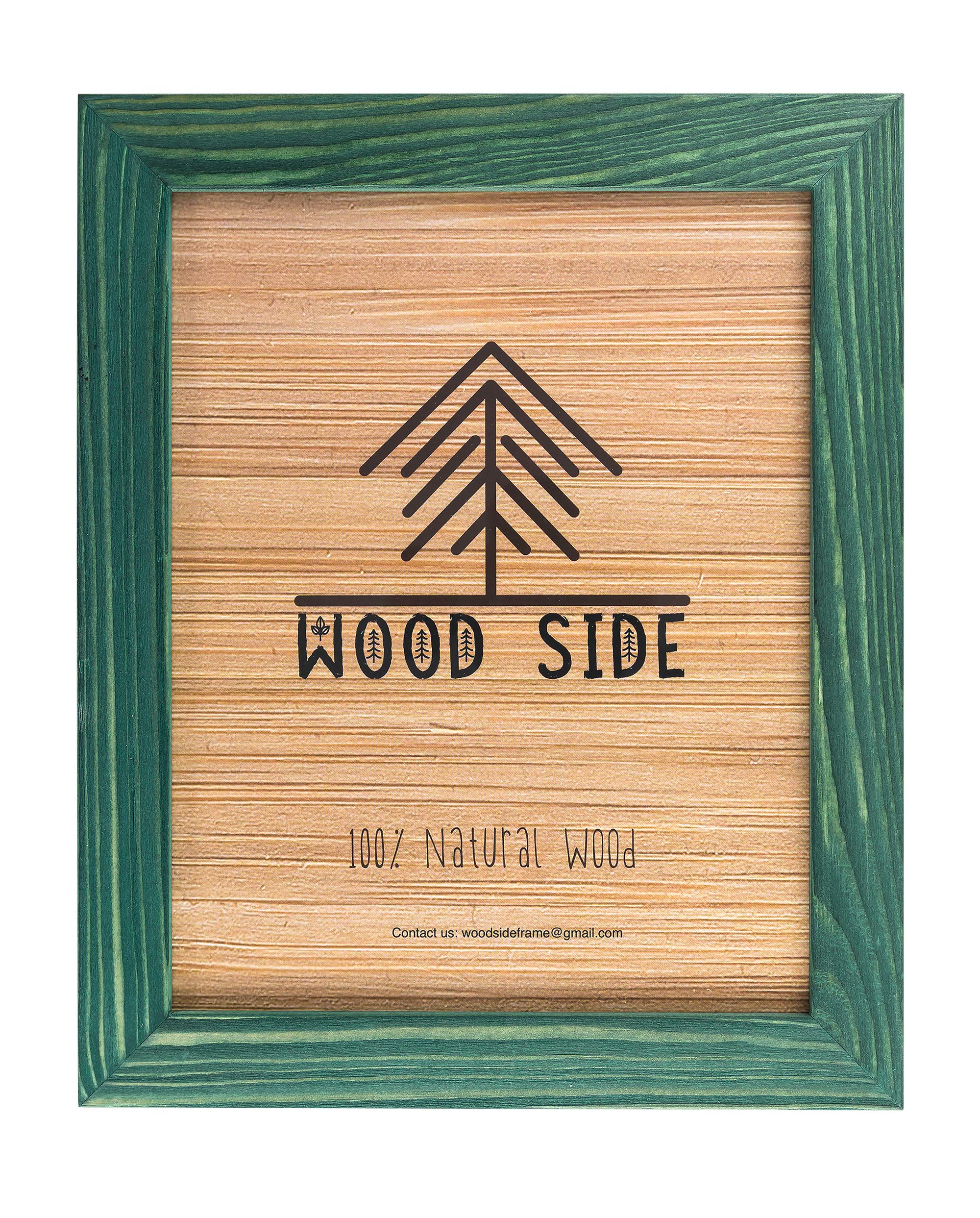 Rustic Wooden Picture Frame 8x12-100% Natural Solid Eco Distressed Wood for Wall Mounting Photo Frame - Green