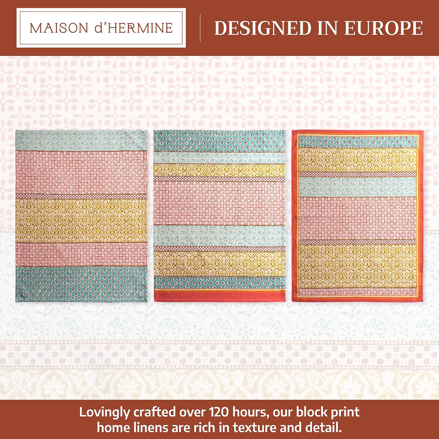 Maison d' Hermine Kitchen Towels Set of 3 Reusable 100% Cotton 27.50" x 20" image 2