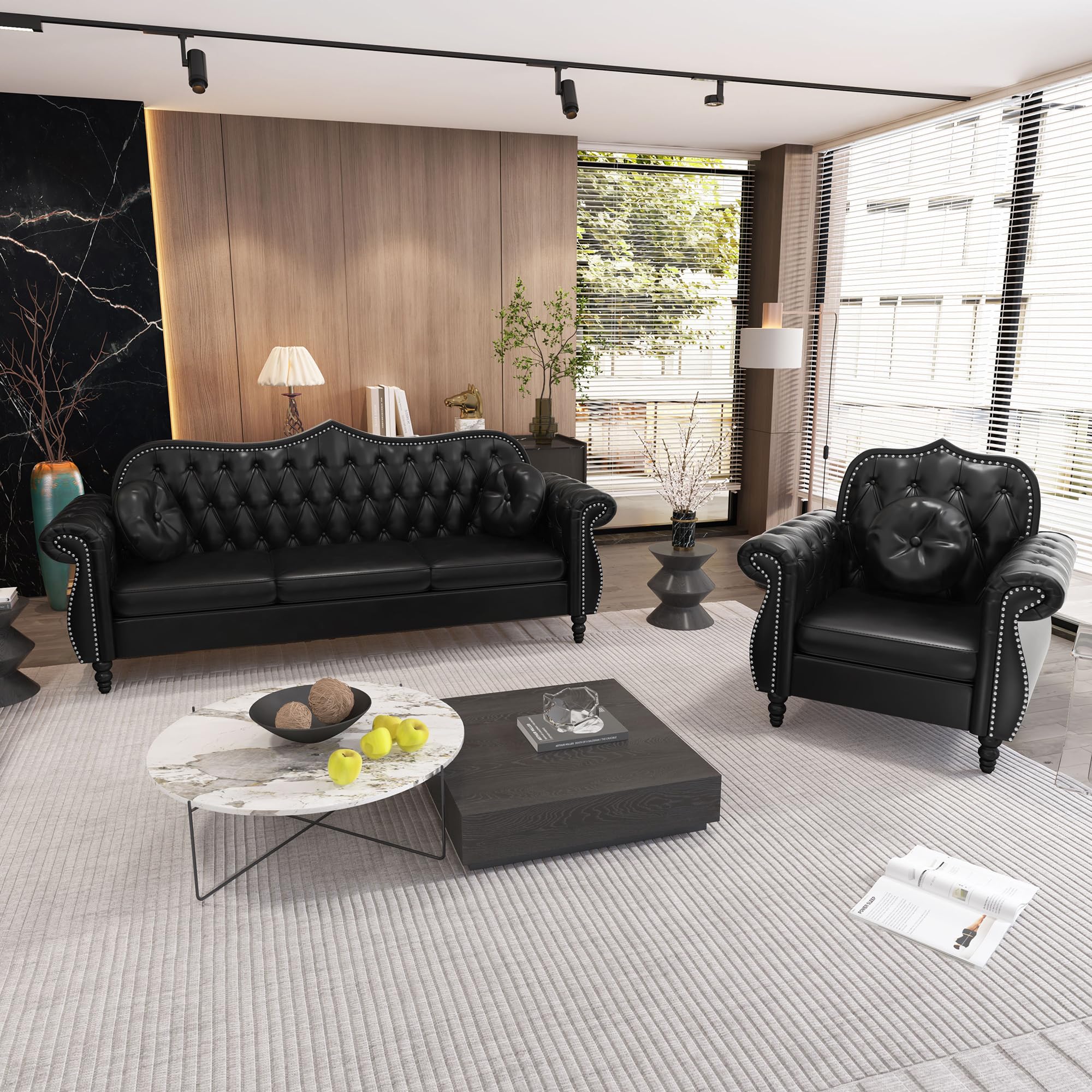 AVZEAR Chesterfield Sectional Set