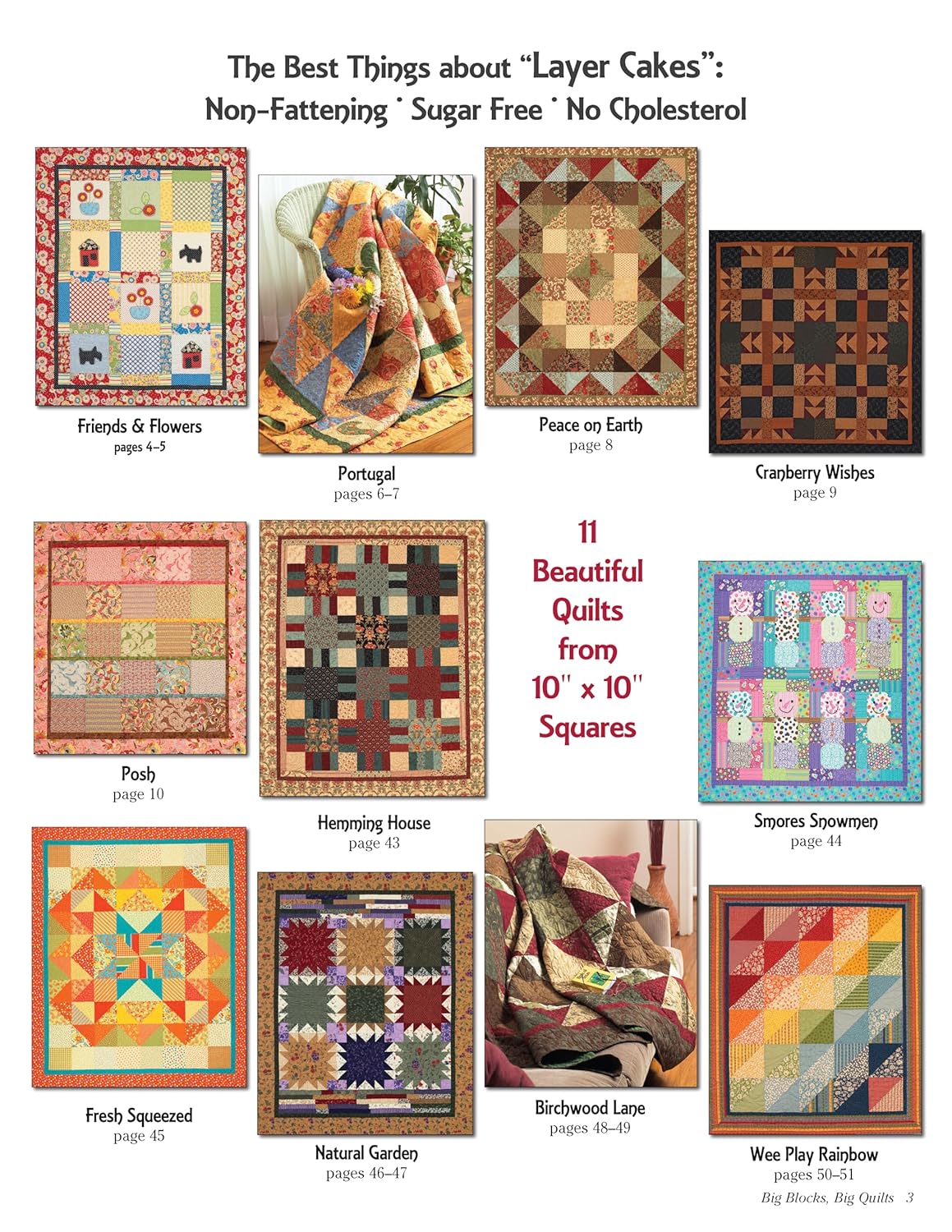 Big Blocks, Big Quilts: 11 Easy Quilts with Layer Cake 10" x 10" Squares (Design Originals) Beginner-Friendly Patterns with Step-by-Step Instructions, Diagrams, and Variations Using Precut Fabric - Image 3