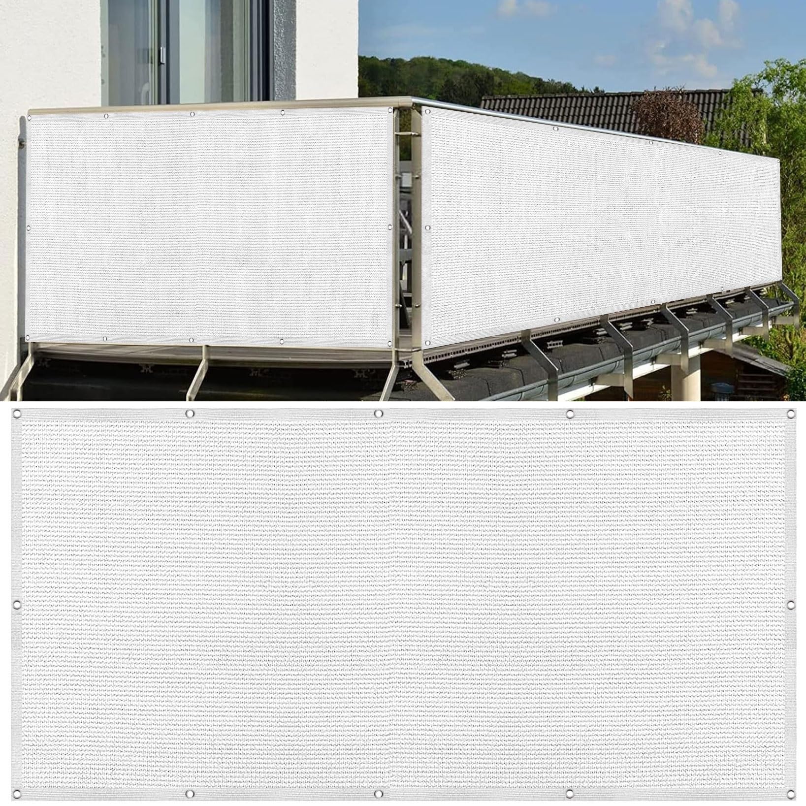 Brise vue balcon pour sécuriser votre terrasse et profiter du jardin en blanc