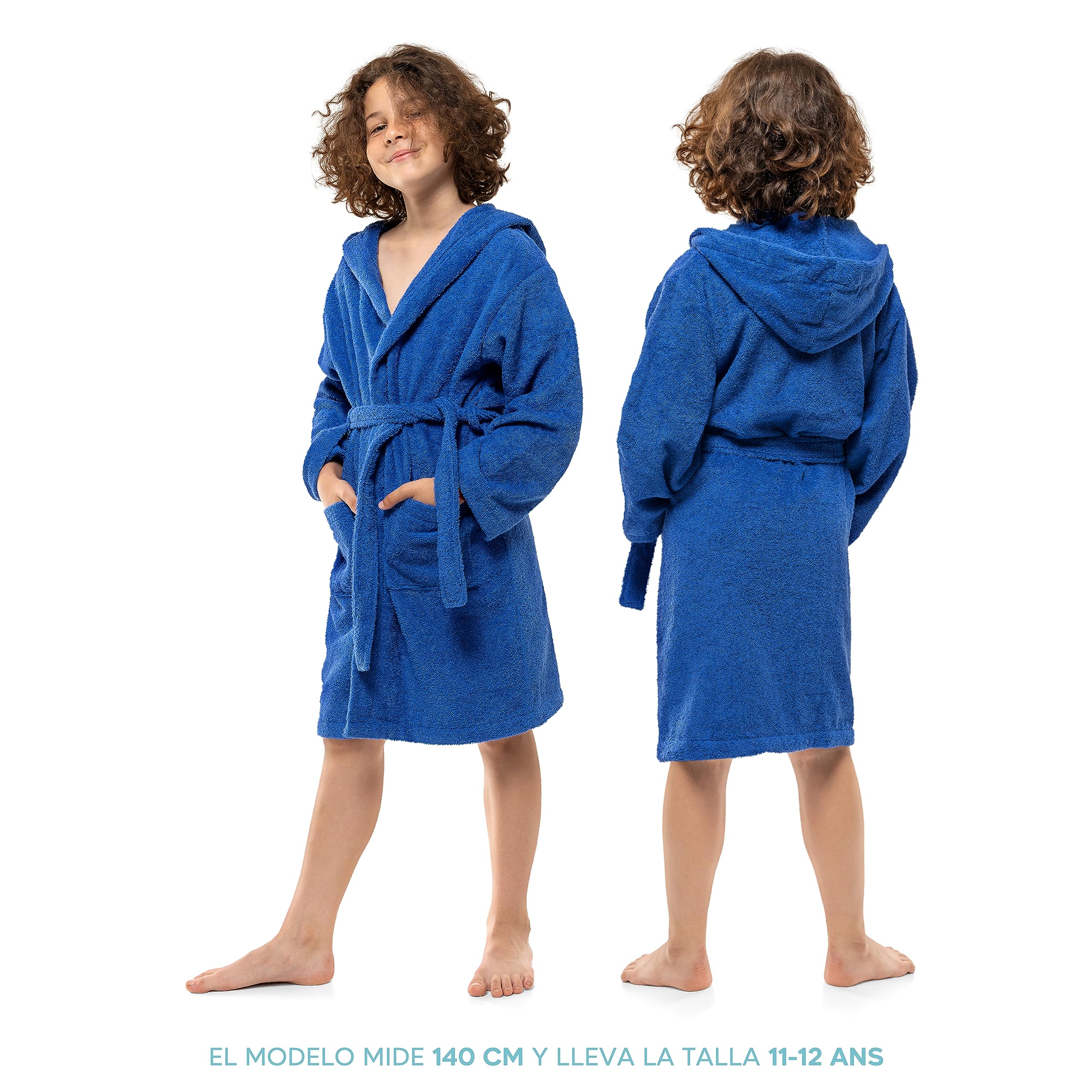 Twinzen Bata Niño y Niña Adolescente con Capucha, 100% Oeko Tex, Bata Niño Invierno Adolescente - Tejido Esponja Batin Niño y Niña de Baño Ultra Suave y Absorbente