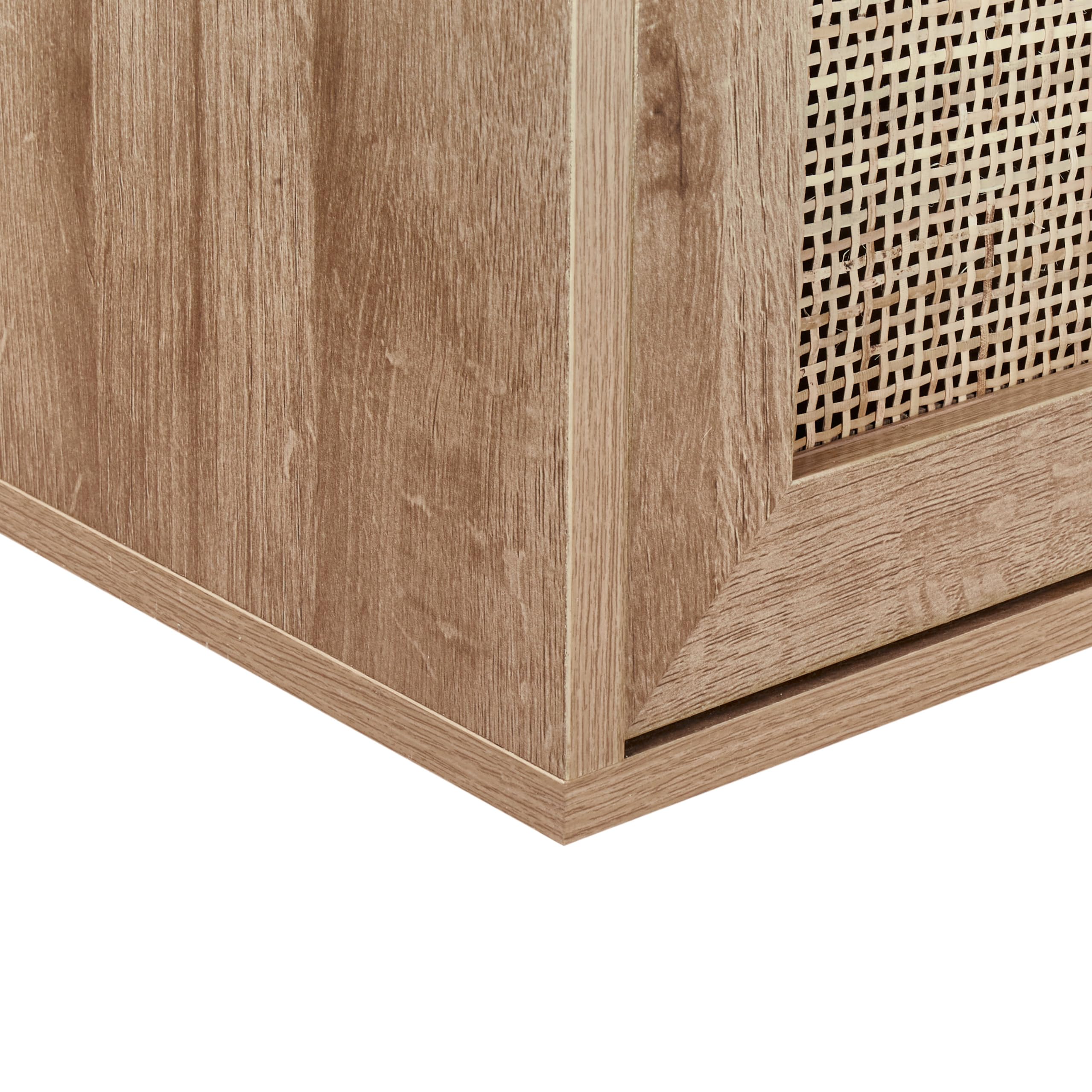 Beliani Mueble Flotante para baño Boho Frente de ratán Trenzado 86 x 45 cm Madera Clara Rosell
