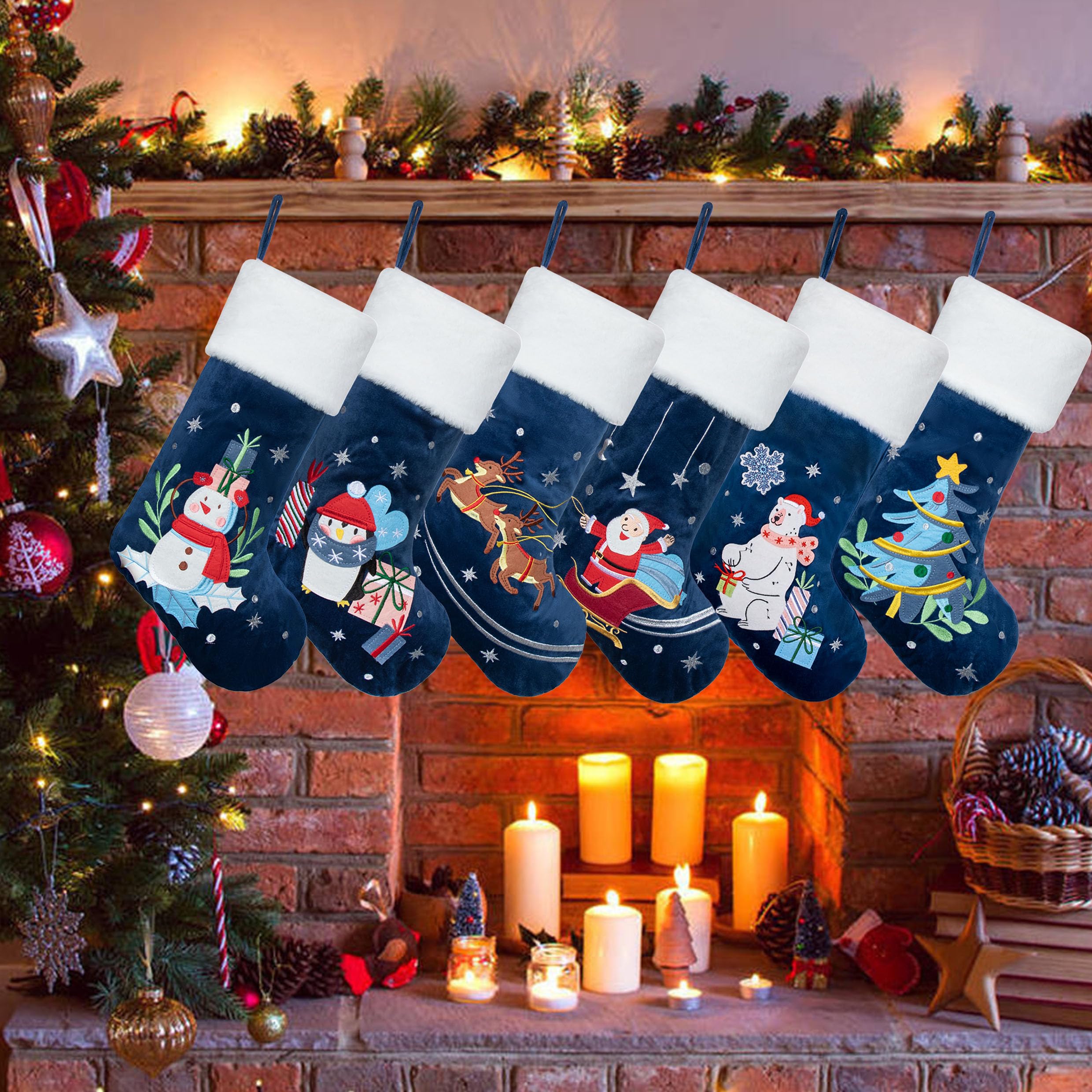 LUBOT Lot de 4 chaussettes de Noël pour enfants et chiens, motif étoilé, motif nuit sombre, 2022