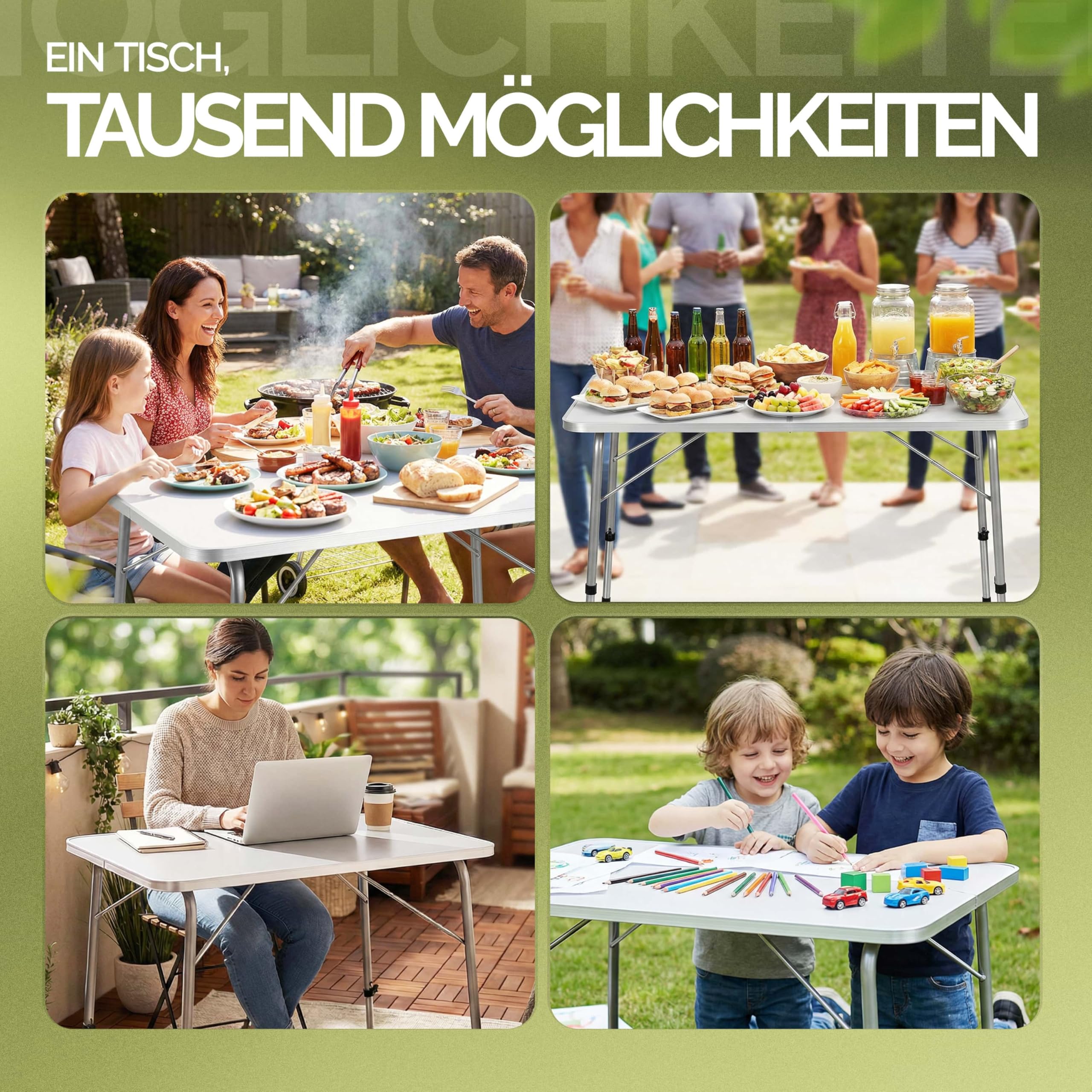 Casaria Campingtisch Klappbar Weiß