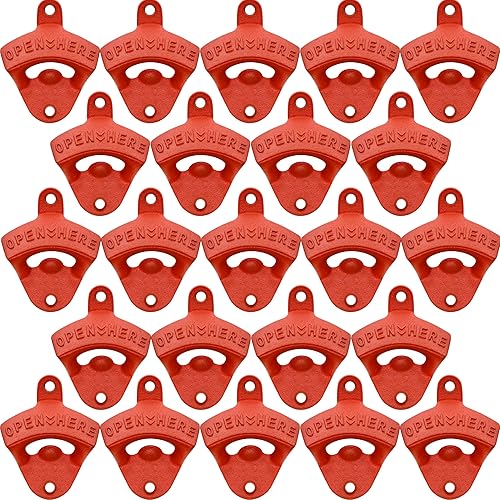 Miniatura 29 de Abrebotellas de hierro fundido rojo Abridor de tapa de bebida de montaje en pared para regalo de novio Rojo -,Negro -,plateado (Aged Silver),Bronce