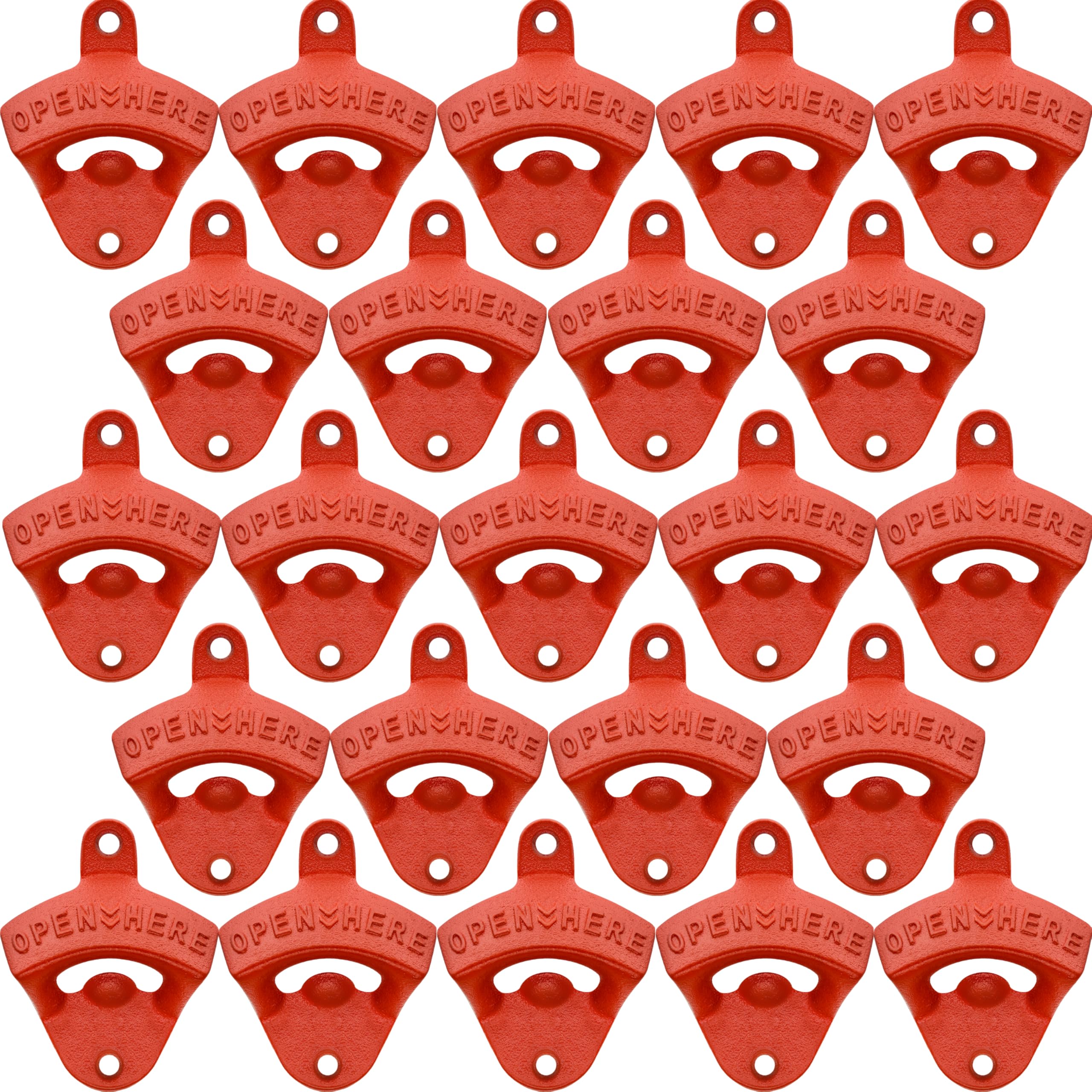 24 abrebotellas de hierro fundido para montar en la pared, color rojo, para poste de cubierta