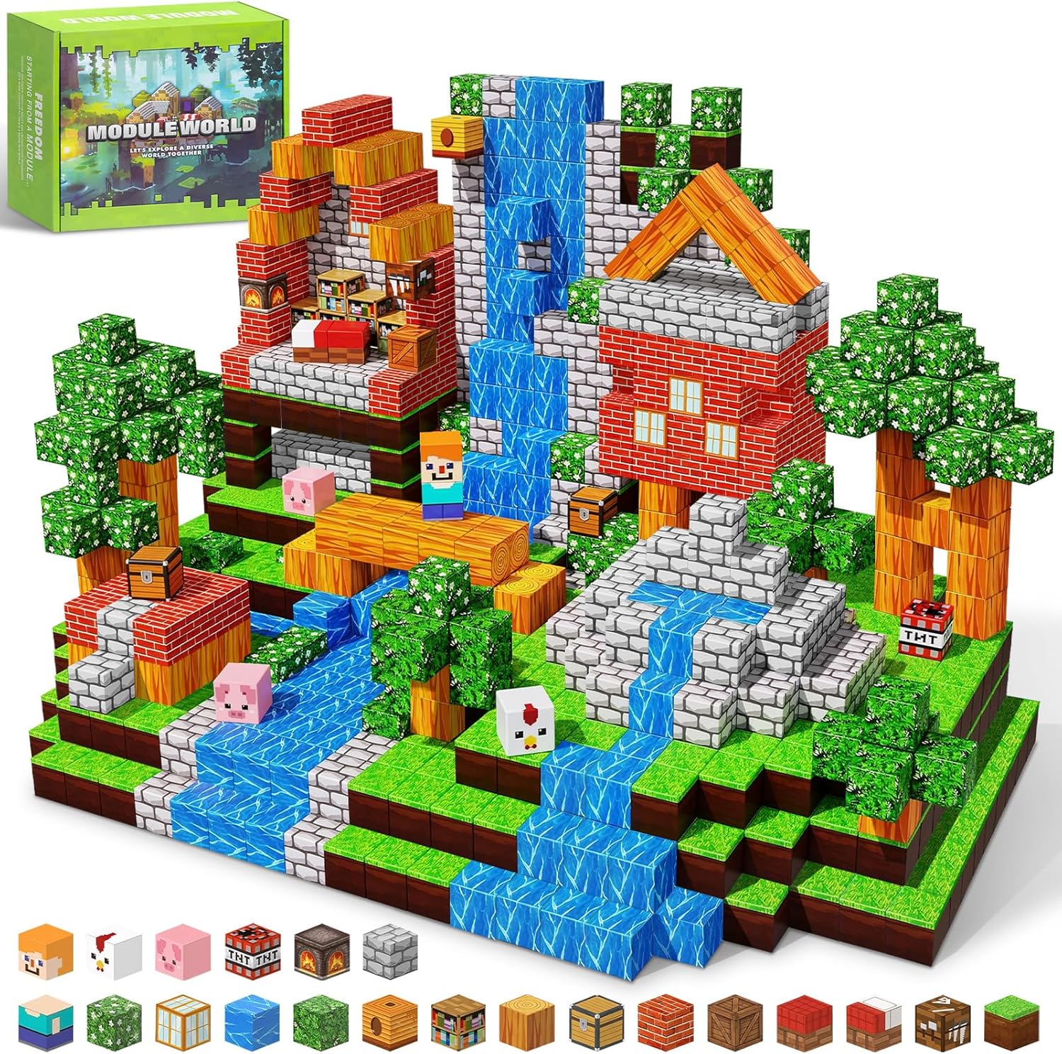 300PCS Magnetic Blocks - 0.8" Magnetic Building Blocks for Kids, STEM Toys, Educational Magnet Blocks, Magnetic Cubes Tiles, Christmas Birthday Gifts for Boys & Girls Ages 3 4 5 6 7 8 9 10