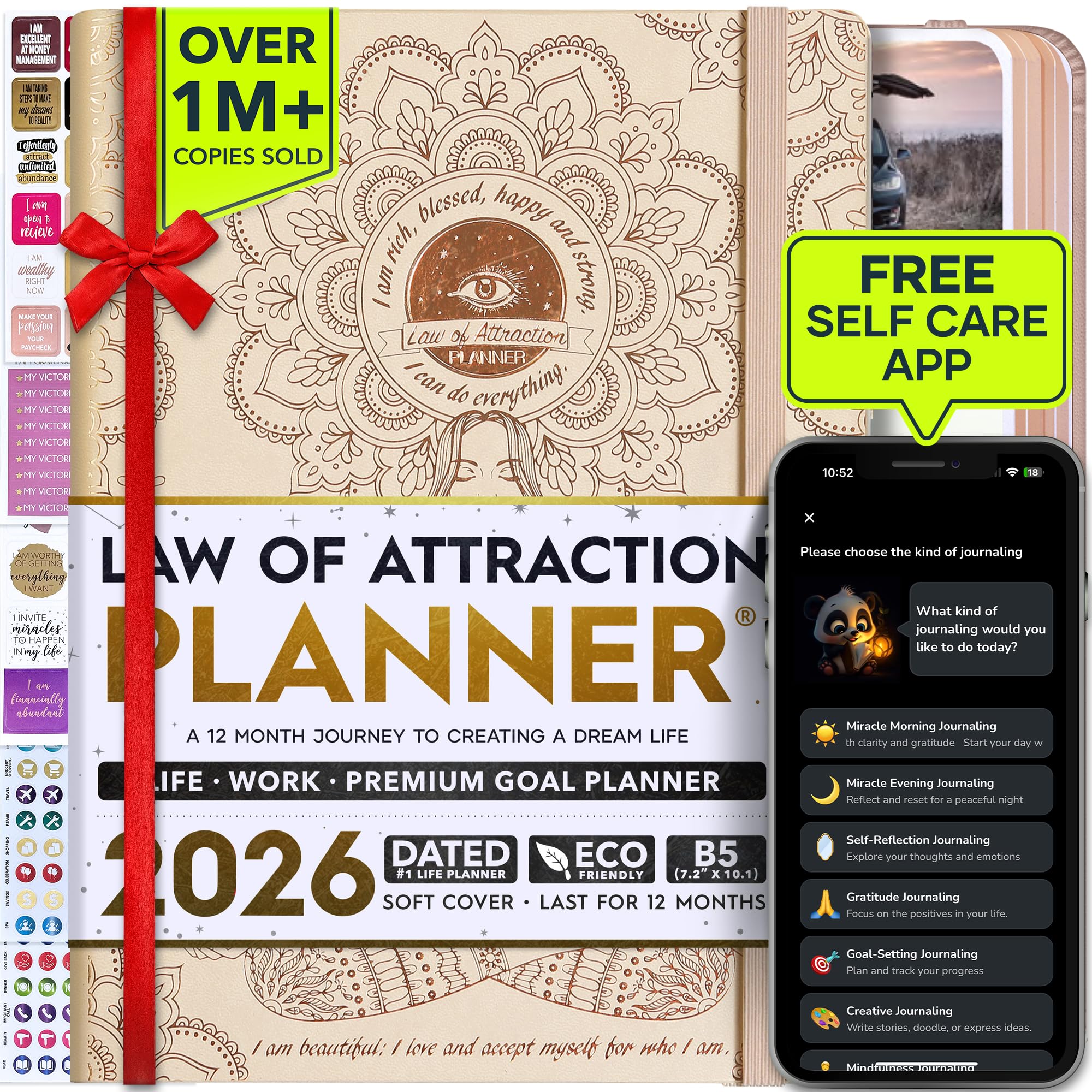 Freedom Mastery Law of Attraction Planner 2023 - Deluxe Weekly, Monthly Planner, a 12 Month Journey to Increase Productivity & Happiness, Life Organizer, Gratitude Journal, Stickers, Gift Box