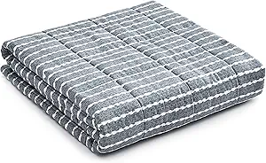 YnM Weighted Blanket, Heavy 100% Oeko-Tex Certified Cotton Material(Blue White, 80''x87'' 20lbs), Two Persons(90~160lb) Sharing Use on Queen/King Bed | A Duvet Included