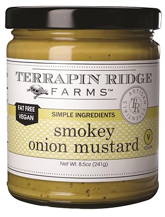 Terrapin Ridge Farms Smokey Onion Mustard Gourmet Mustard for Burgers, Brats, Sandwiches & More 8.5 oz Jar