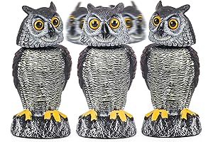 3 Pack Fake Owl Decoys to Scare Birds Away