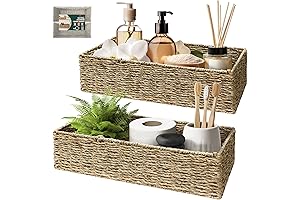 HOMESTEAD Seagrass Storage Baskets for Narrow Shoe Storage