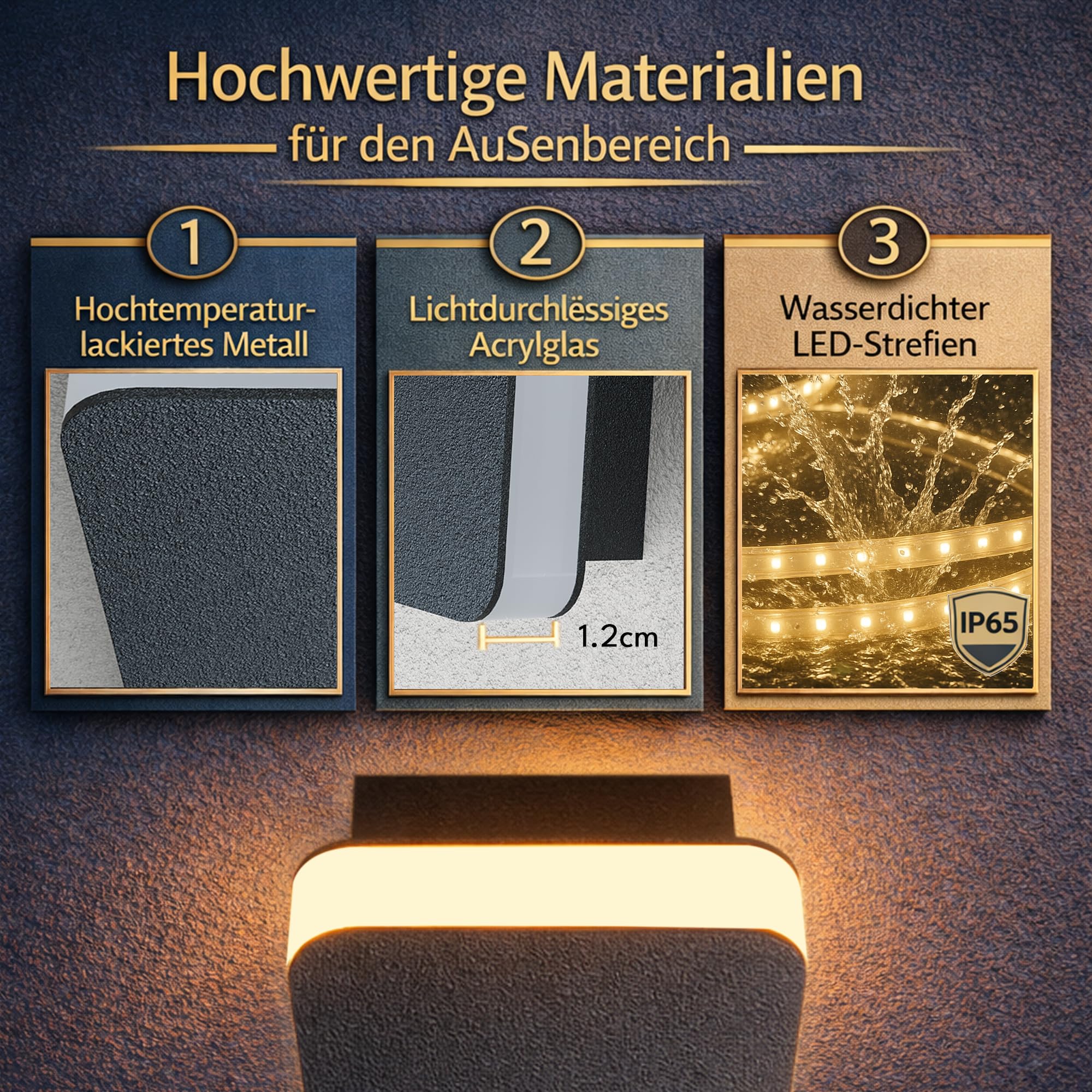 Aussenlampe Wand Lange Wandleuchte Aussen LED Außenlampe 12W 60cm | Wasserdicht IP65 Schwarz Außenwandleuchten/Innen Warmes Licht Metall Außenleuchte Für Terrassen Balkon Villa Eingang Treppe