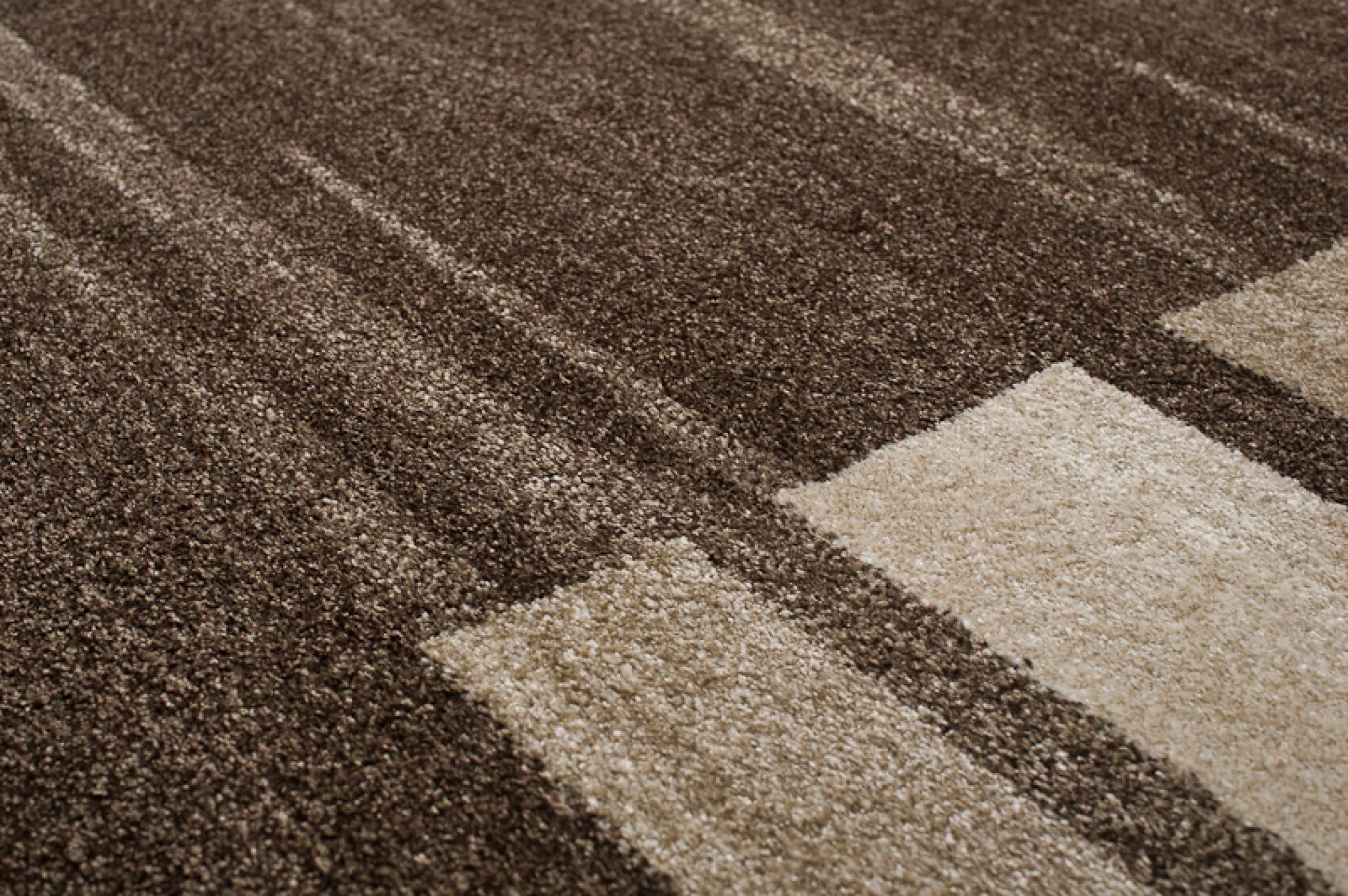 TAPISO Sari Teppich Kurzflor Beige Creme Streifen Vierecke 200 x 290 cm