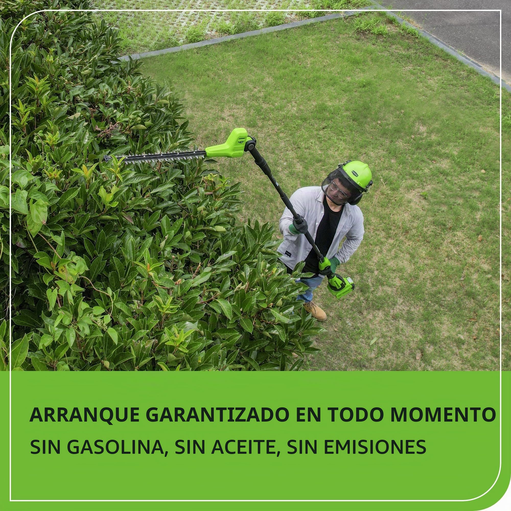 Greenworks 40V Cortasetos con Eje Divisible, Cuchillas Doble Acción de 51 cm, Corta Ramas 28 mm Grosor, Pivote Cabezal de 112.5°, 3200 SPM SIN Batería ni Cargador PH40B01-01
