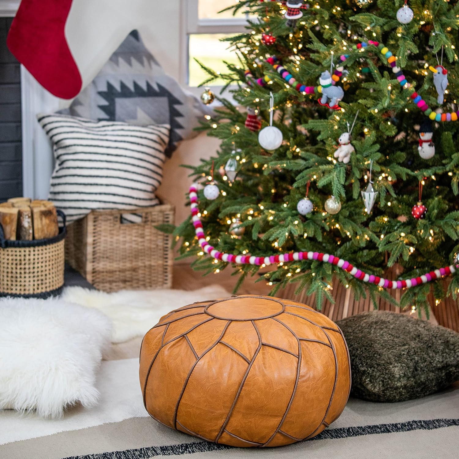 Moderner Pouf Ottoman Pumpkin Color
