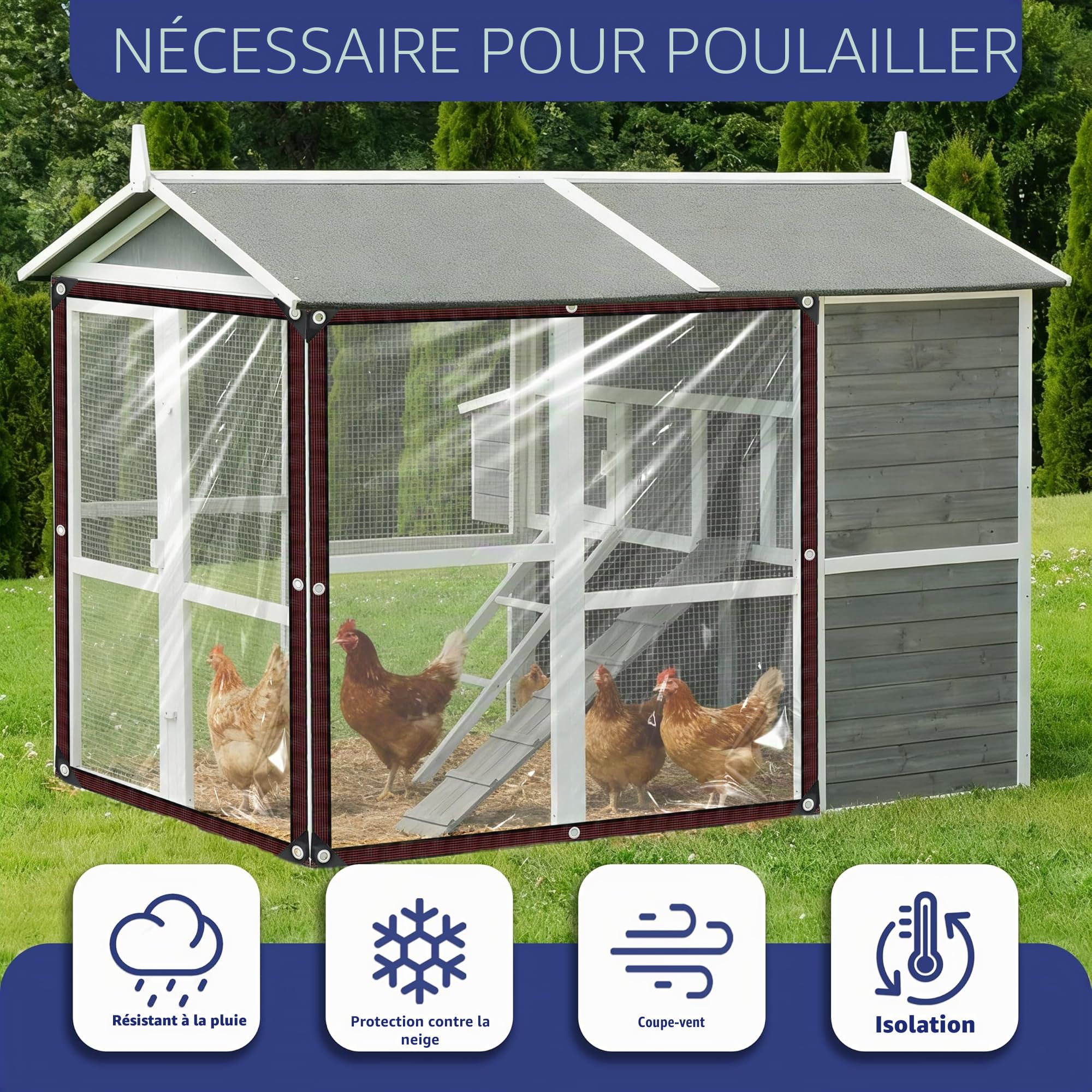 QOFLY 4X4M Bache De Protection Transparente Exterieur BâChe ImperméAble Jardin Transparente avec Oeillets Bache Remorque Haute Densité Bache Plastique pour Toiture
