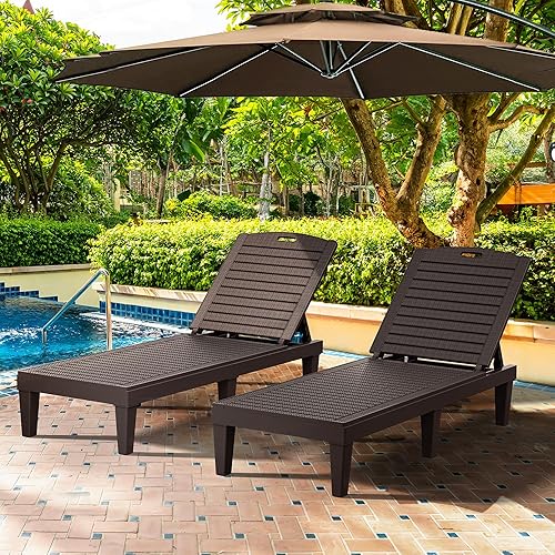 Vista 22 de YITAHOME Tumbonas para exteriores con respaldo ajustable, tumbonas multifuncionales para patio, fáciles de montar y ligeras, tumbonas impermeables