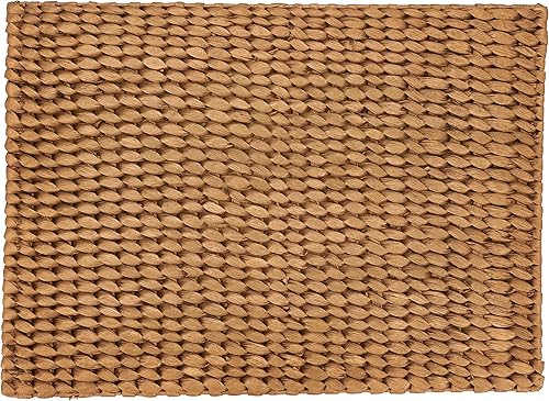 Miniatura 7 de SARO LIFESTYLE Mantel individual de jacinto de agua tejido dorado, redondo de 15 pulgadas, 4 unidades.