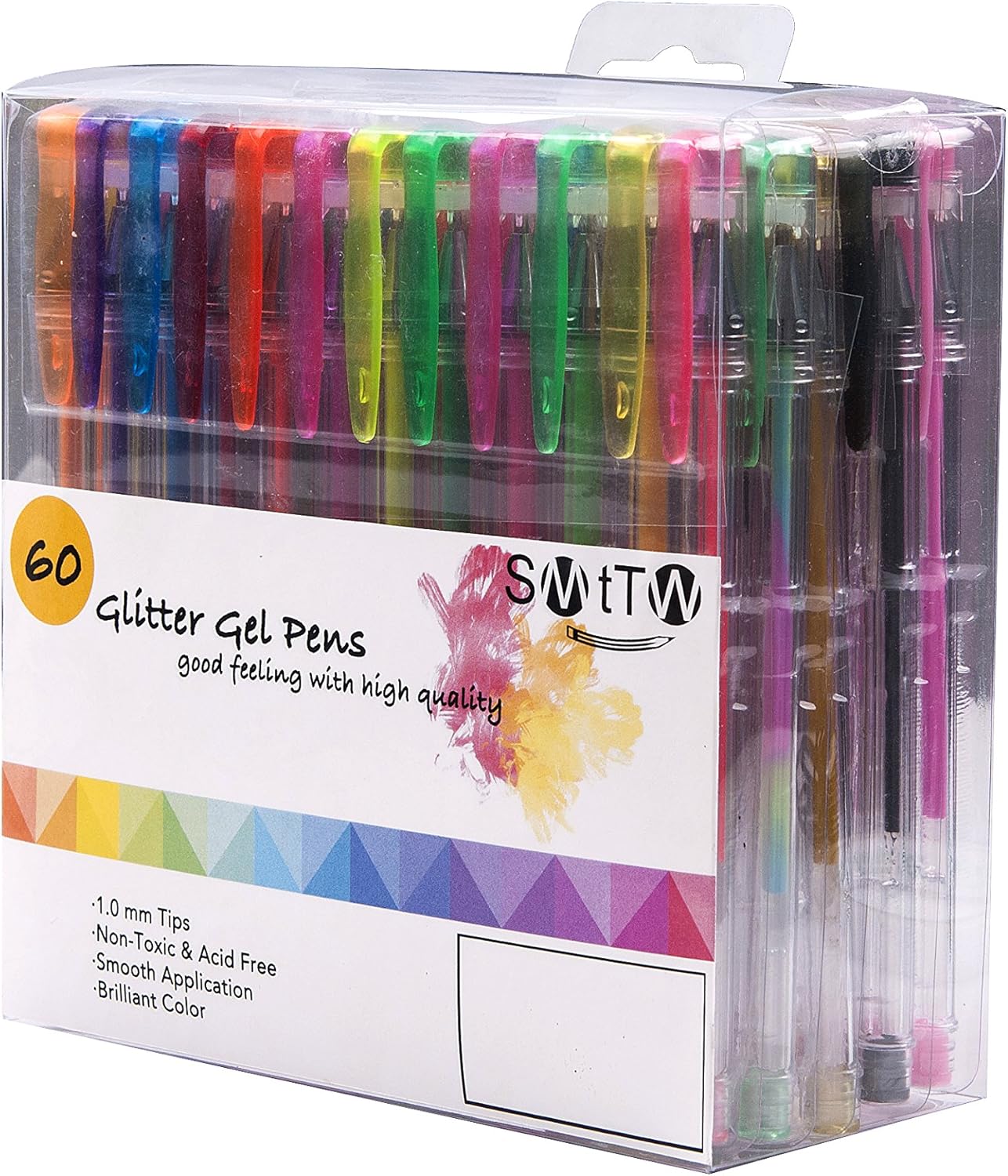 Amazon Smttw カラーペン ジェルボールペン 蛍光ペン 水性ペン 多色ペン カラフルペン 中性 塗り絵用 子供 大人の塗り絵 1 0mm 60色セット 60 蛍光 文房具 オフィス用品