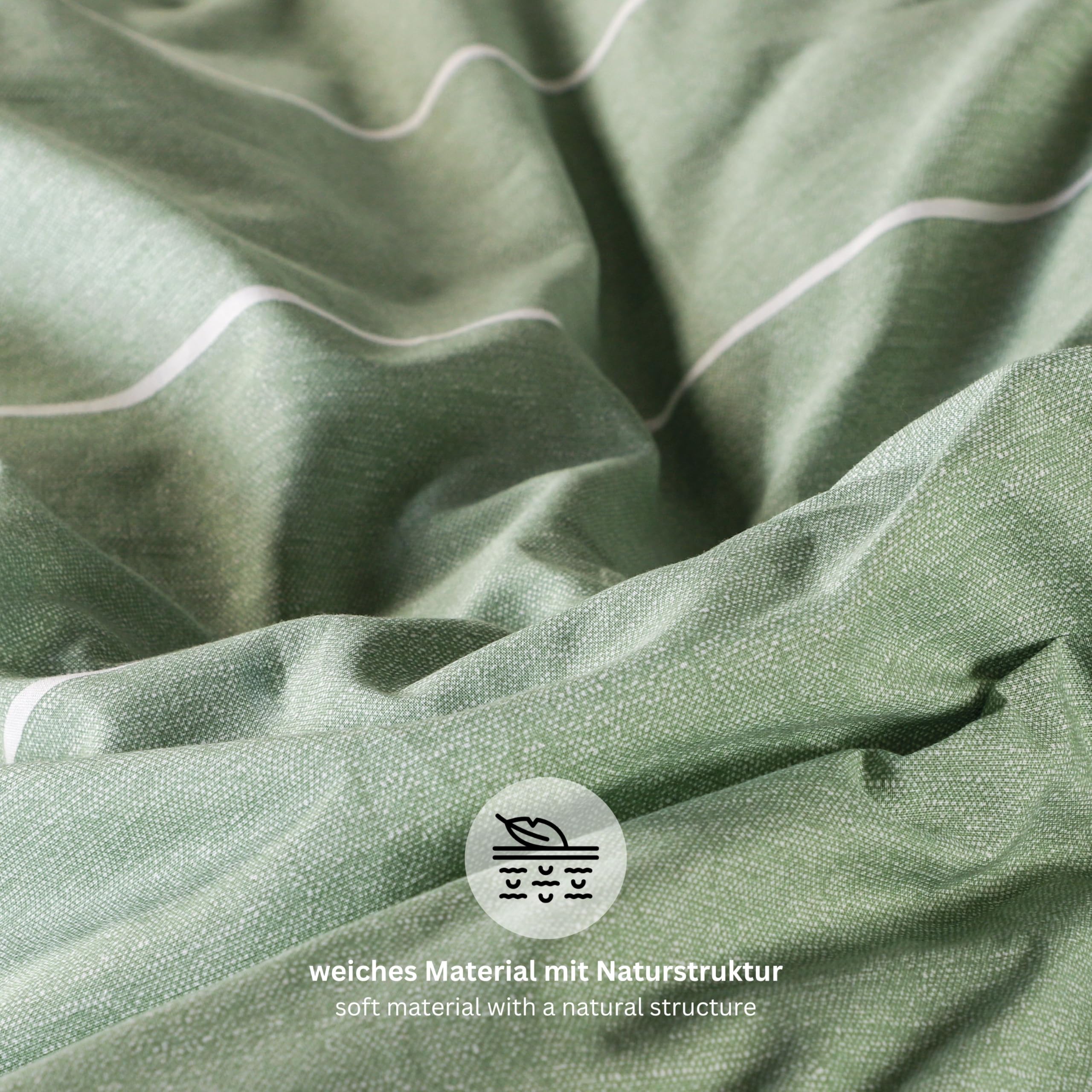 Esprit Home Ropa de cama premium de 155 x 220 cm, de algodón, color verde, 2 piezas, incluye 1 funda de edredón de 155 x 220 cm, incluye 1 funda de almohada de 80 x 80 cm, certificado Öko-Tex