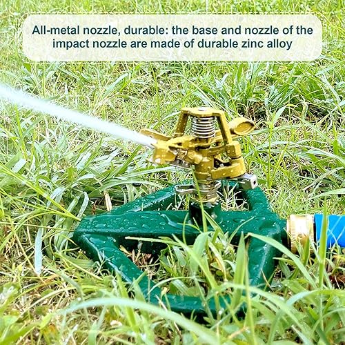 Miniatura 2 de Rociadores de impacto pulsante de metal resistente para patio, rociador de agua automático de 360 grados, rociadores de césped pulsantes con base de