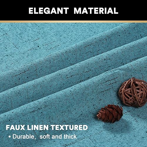 Miniatura 4 de Cortinas 100% blackout para sala de estar, con aspecto de lino natural y forro de aislamiento térmico blanco