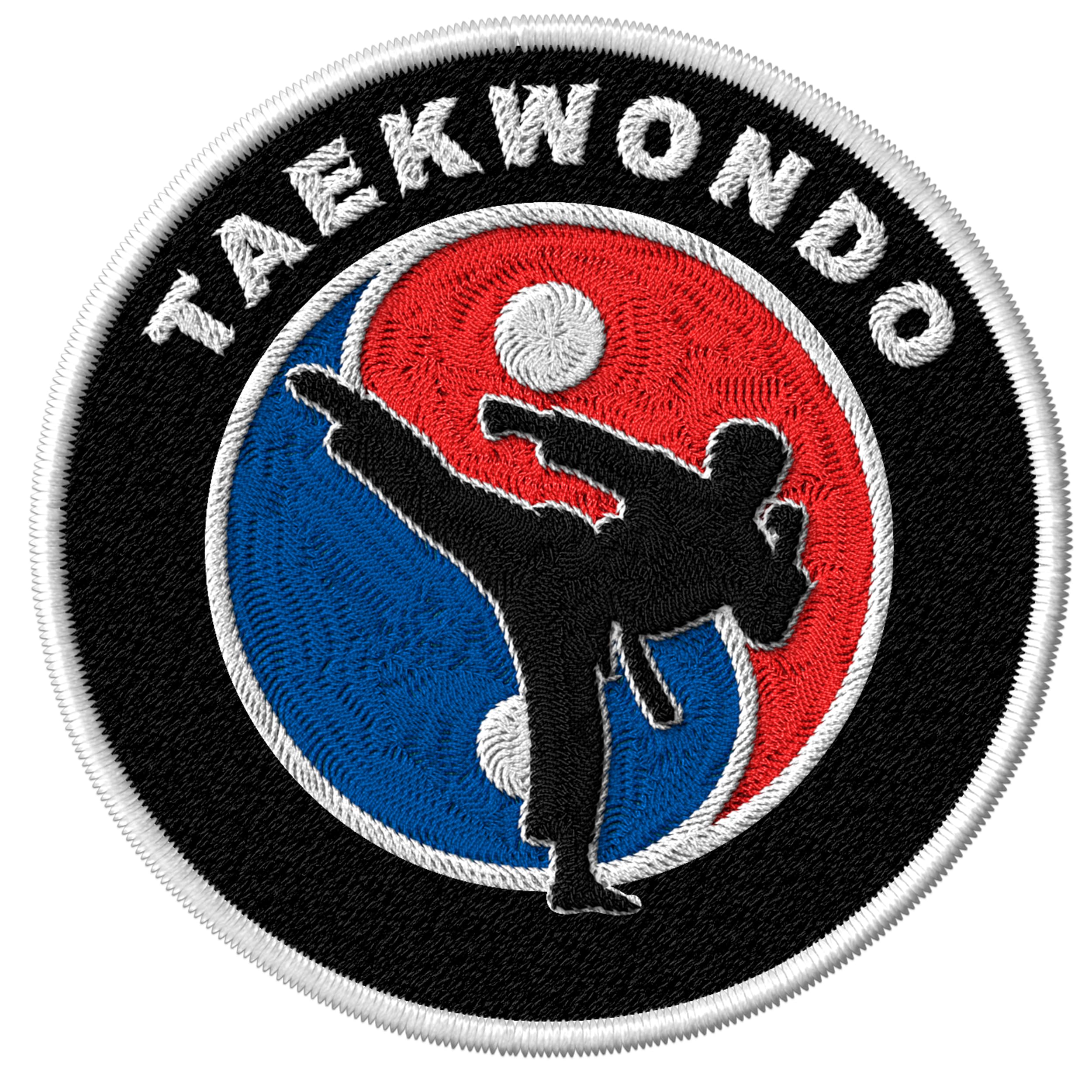 Taekwondo Patch for Clothes Dobok Kick Poomsae Spar – Embroidered Iron on Patch for Backpack Jacket - Fabric Sports Patches for Clothes Souvenirs &