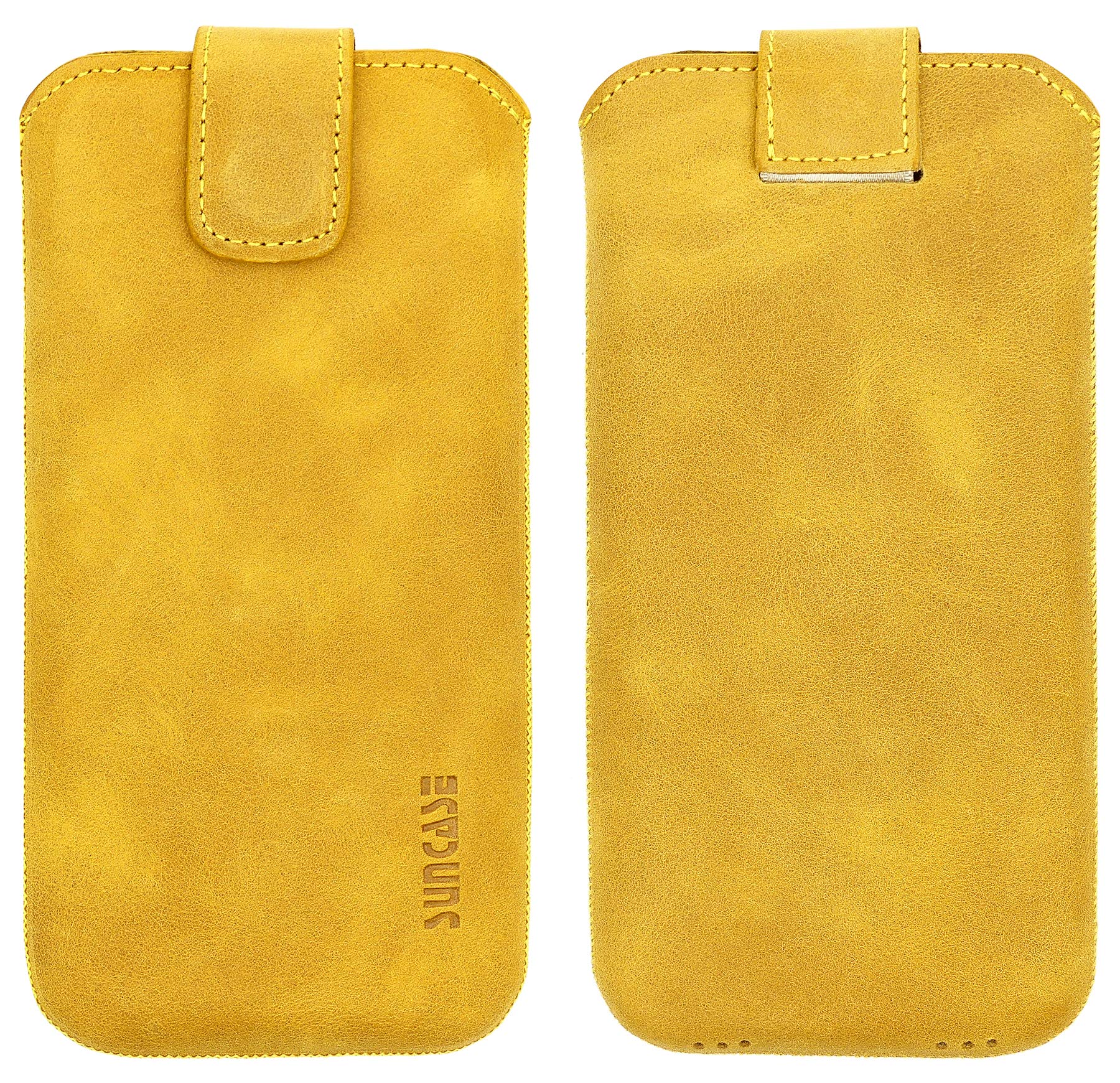 Suncase Custodia in vera pelle compatibile con Motorola Moto G42 (adatta solo con silicone, custodia, colore giallo senape antico