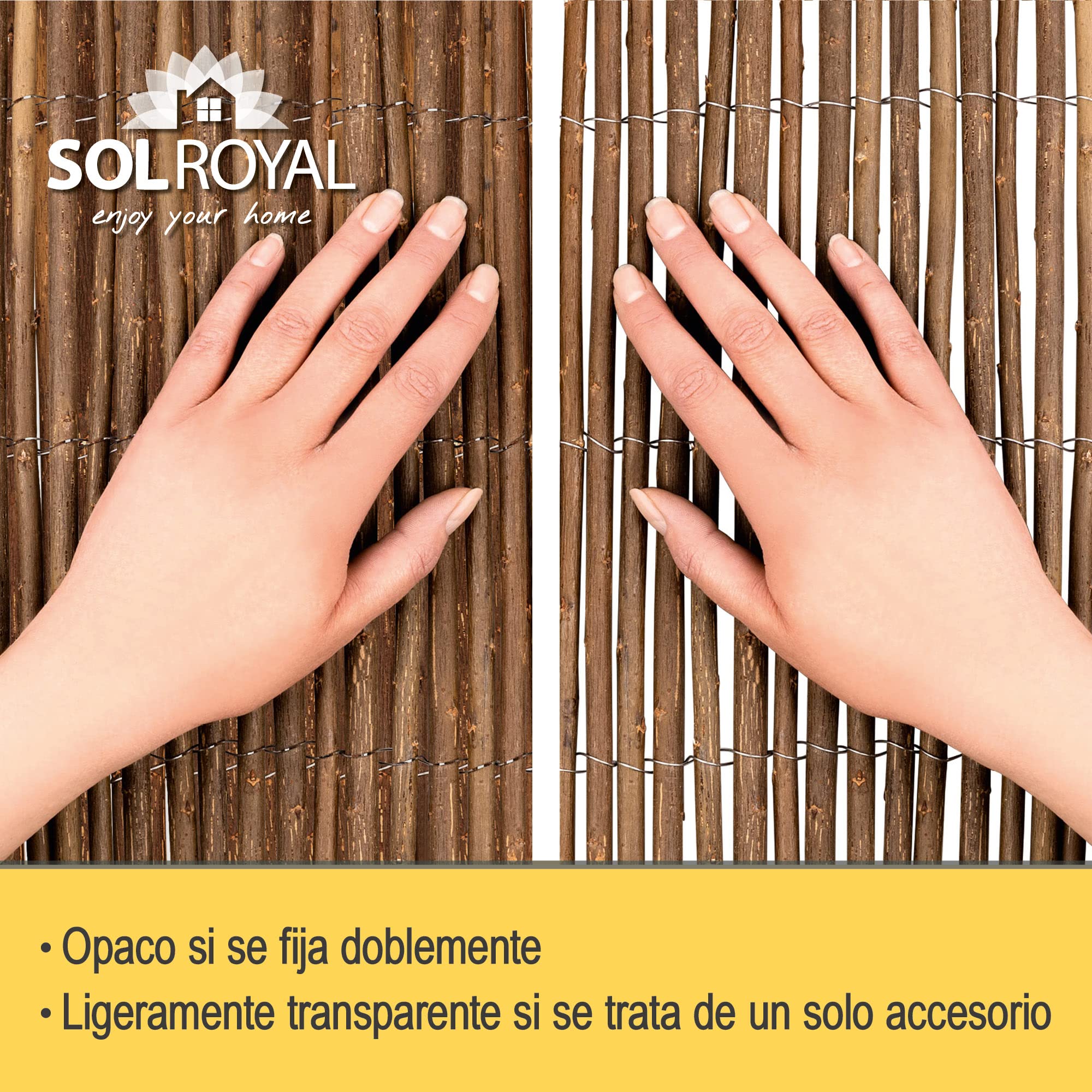 Sol Royal Protección Visual Valla de Mimbre Estera de Mimbre 180x500 cm – Fácil Instalación y Estable Pantalla de Privacidad Patio y Jardín Balcón Privacidad Natural Terraza – SolVision W79