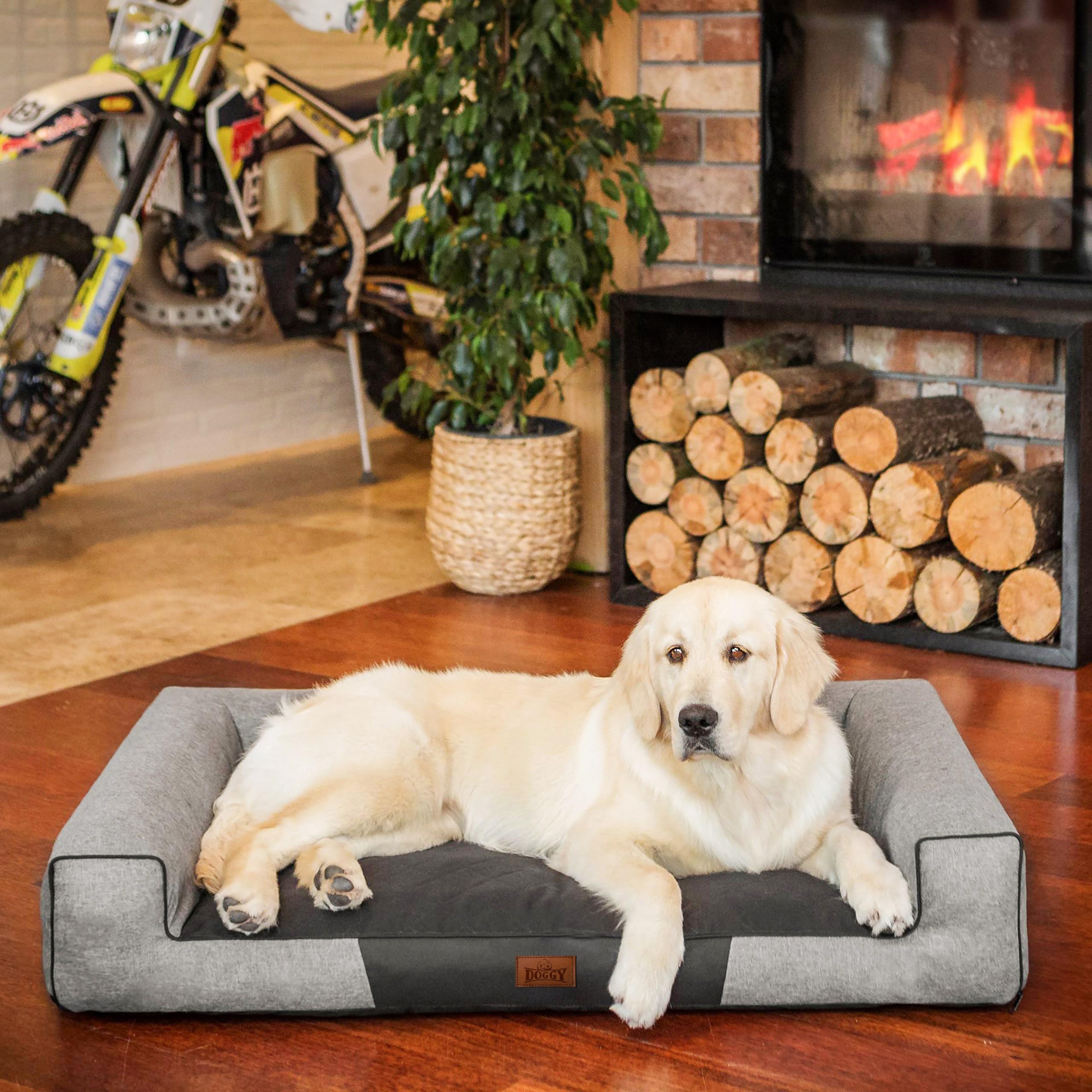 Cama para mascotas, cojín para perros, cama para perros, cojín para perros, cama, sofá, canasta para mascotas, sofá para perros, colchón para perros: gris ecolina, XL - 100 x 66 cm