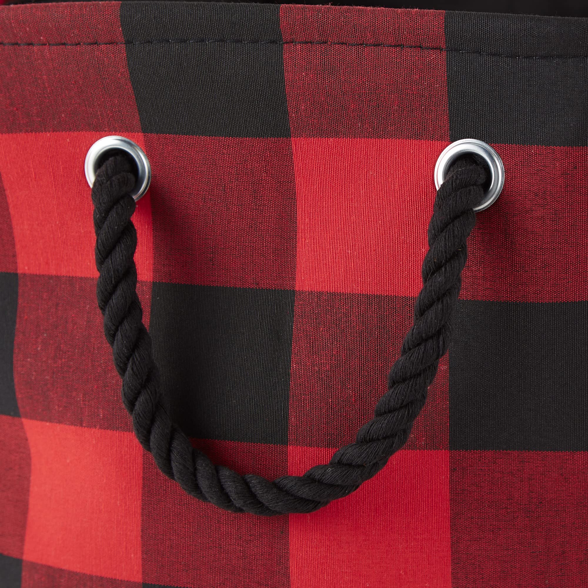 DII Buffalo Check Storage Bin, Polyester, Red & Black, L - Image 3