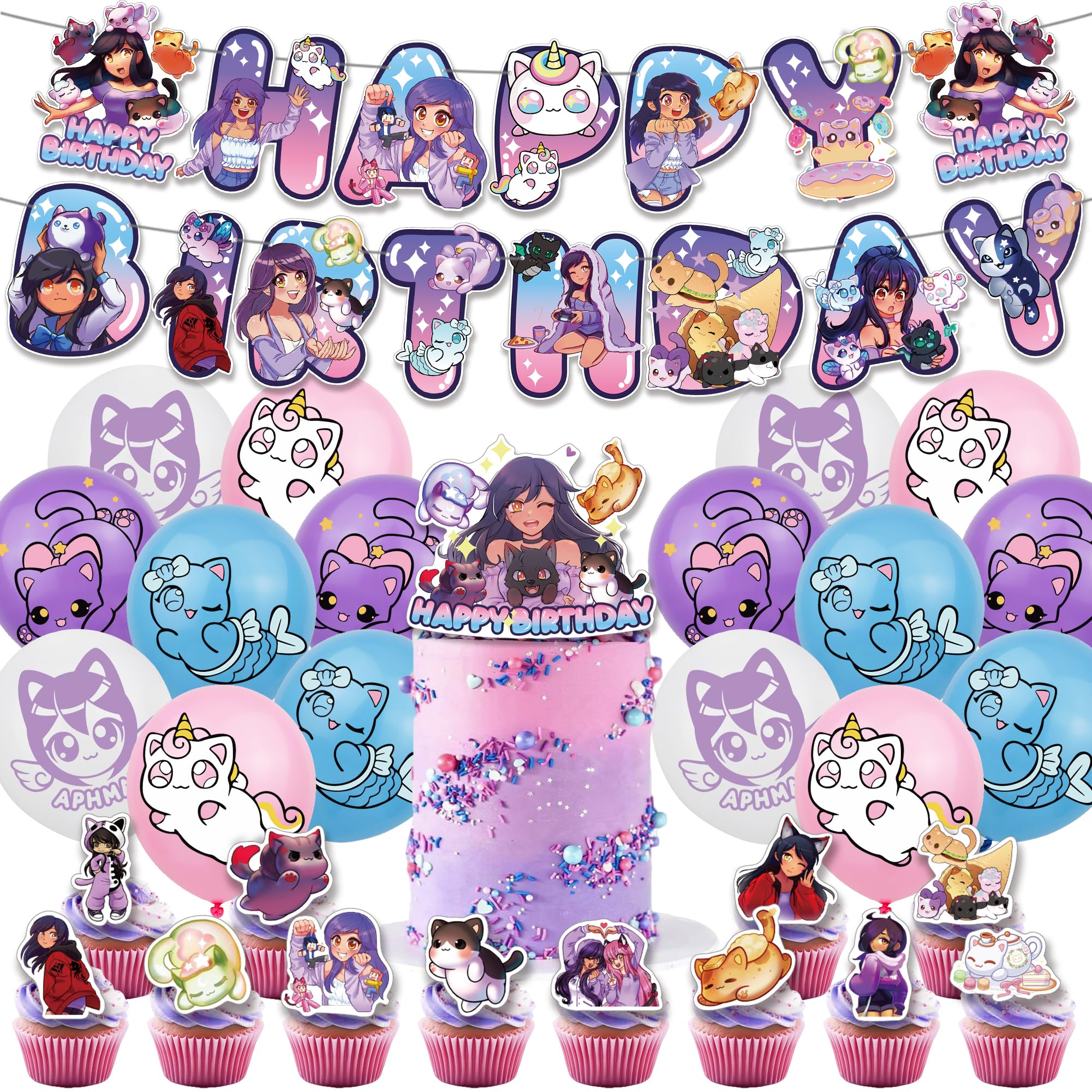 Birthday Party Decorations Supplies: Banner, Balloons, Cake Toppers Cupcake Toppers Cake Decoration, Ribbon — image 1